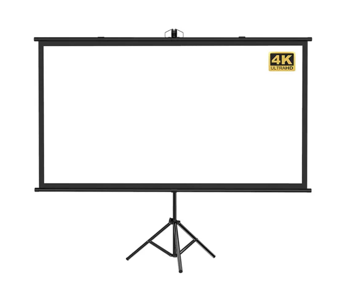 صفحه نمایش پرژکتور Hanaiette 100 اینچ با استند، 4:3 HD 4K داخلی و خارجی، صفحه نمایش قابل تاشد با فریم، صفحه تراپود بدون چروک خودکار برای تئاتر خانگی، دفتر کار (203x152 سانتی متر)