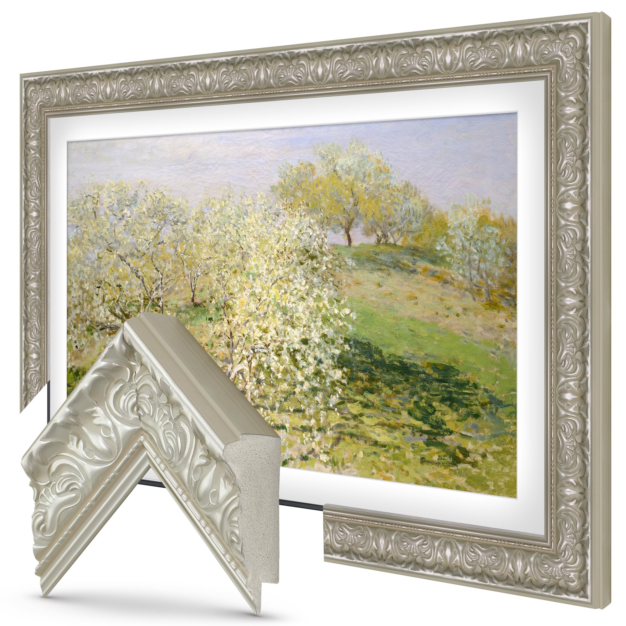 قاب تلویزیون من وی - قاب‌های تزیینی تلویزیون (Deco TV Frames) - گوهر توسکانی سازگار تنها با تلویزیون سامسونگ The Frame و Pro (مناسب برای سال‌های 2021-2025، 55 اینچ) 55 اینچ مناسب برای تلویزیون Frame سال‌های 2021-2025 است