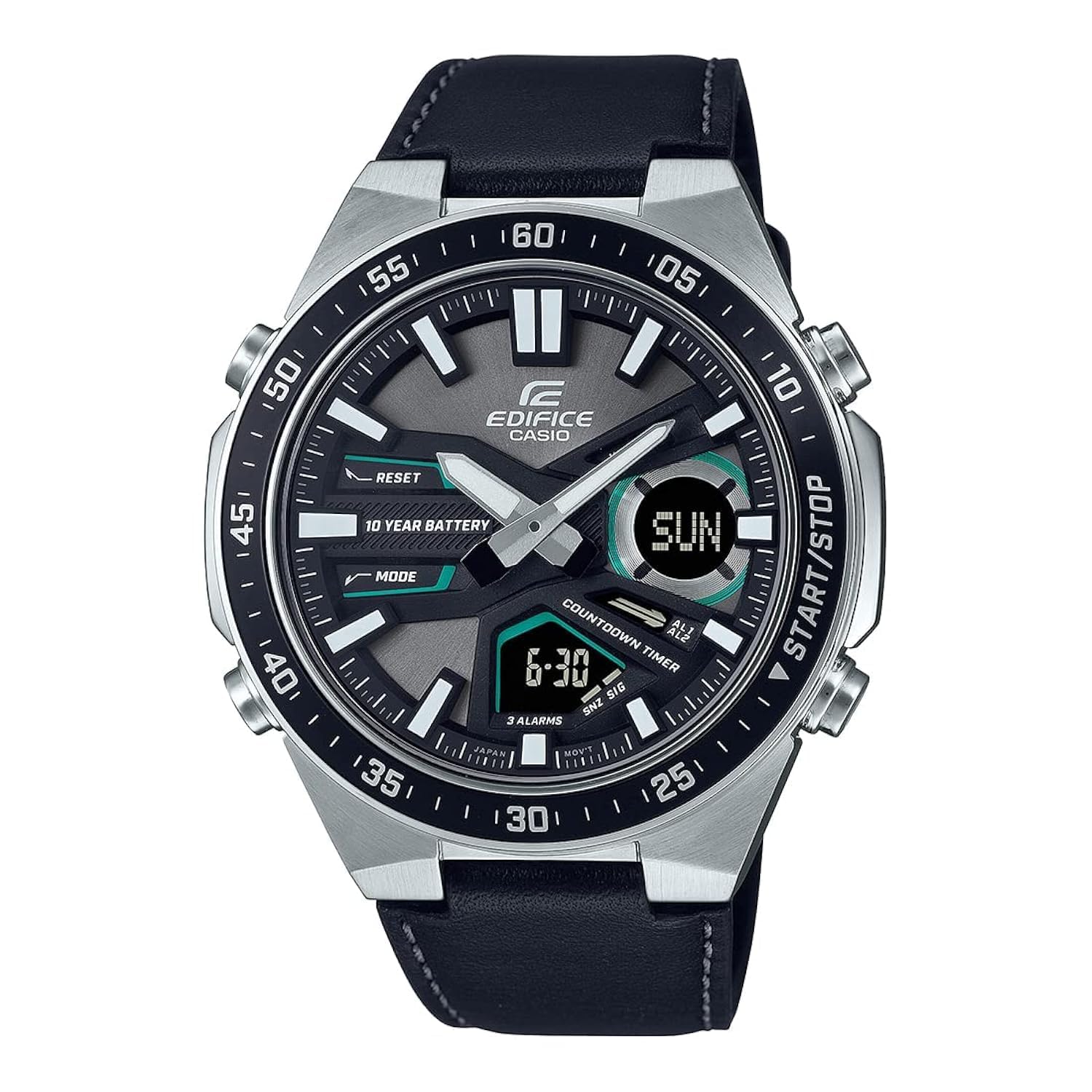 ساعت مردانه Casio Edifice - مدل EFV-C110D-1A3VDF با صفحه مشکی و رنگ‌های مشکی / مشکی / نقره‌ای