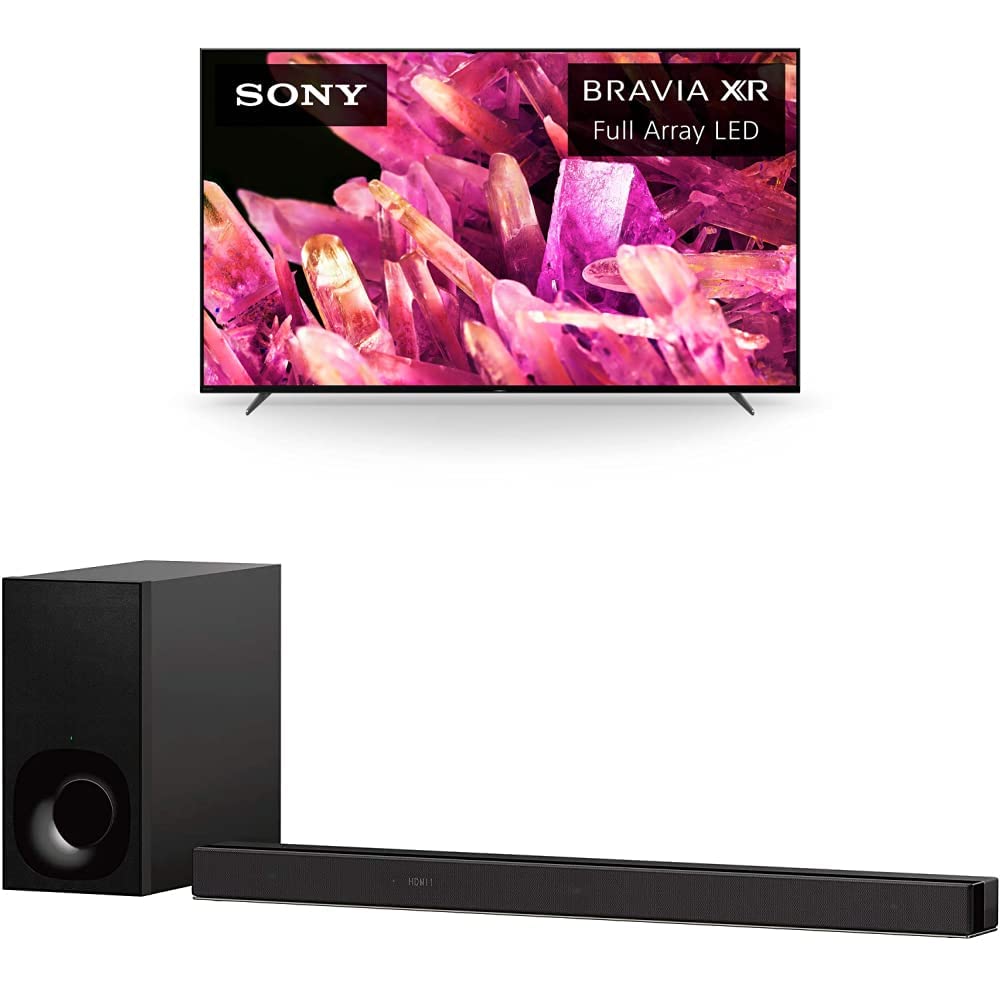 تلویزیون سونی BRAVIA 55 اینچ 4K UHD HDR Full Array LED Bravia Core™ با Smart Google TV HDMI 2.1 و ویژگی‌های اختصاصی برای پلی‌استیشن 5 - XR-55X90K (مدل 2022) همراه با بلندگوی سونی 3.1Ch HT-Z9F