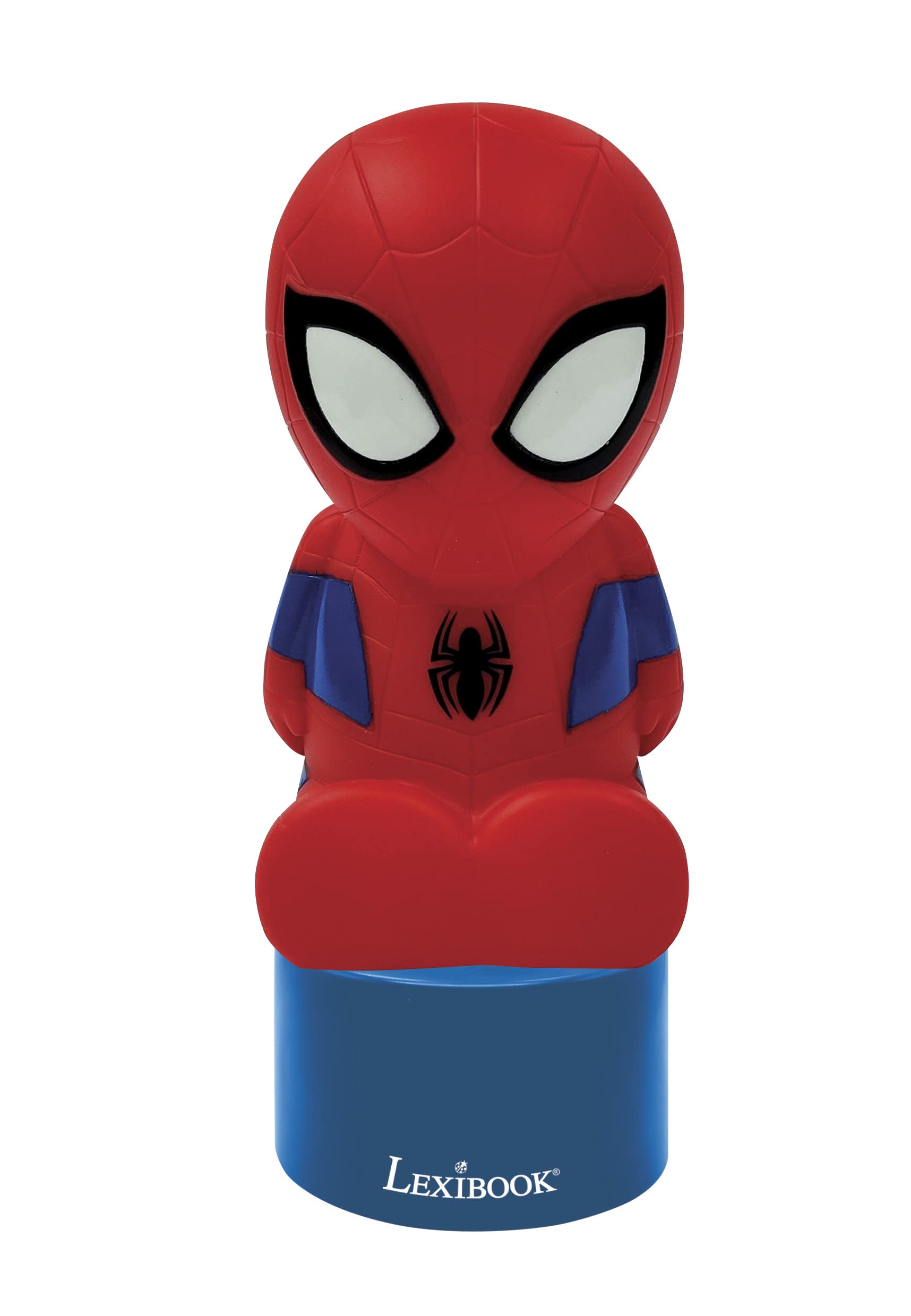 لامپ شبنماس Spiderman NS01SP از LEXIBOOK و بلندگو برای اتاق کودکان، تغییر رنگ، نور نرم، با باتری، اسپایدرمن آبی/قرمز