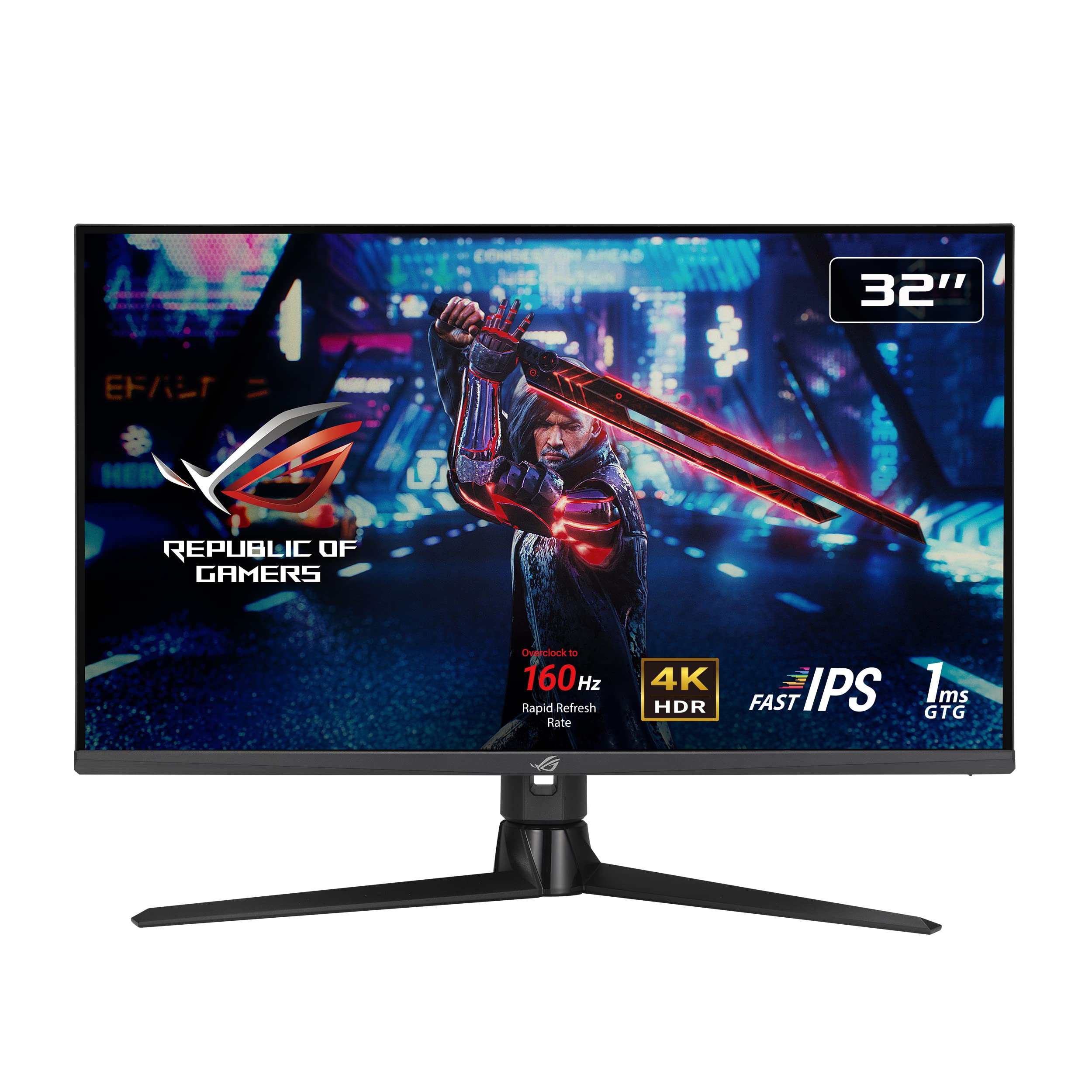 مانیتور بازی ASUS ROG Strix XG32UQ 32 اینچ، 4K UHD (3840 x 2160)، Fast IPS، 160 هرتز (OC)، 1 میلی‌ثانیه GTG، NVIDIA G-SYNC سازگار، FreeSync Premium Pro، واریابل اوردرایو، DisplayHDR 600، DCI-P3، مشکی 32 اینچ 4K 160 هرتز