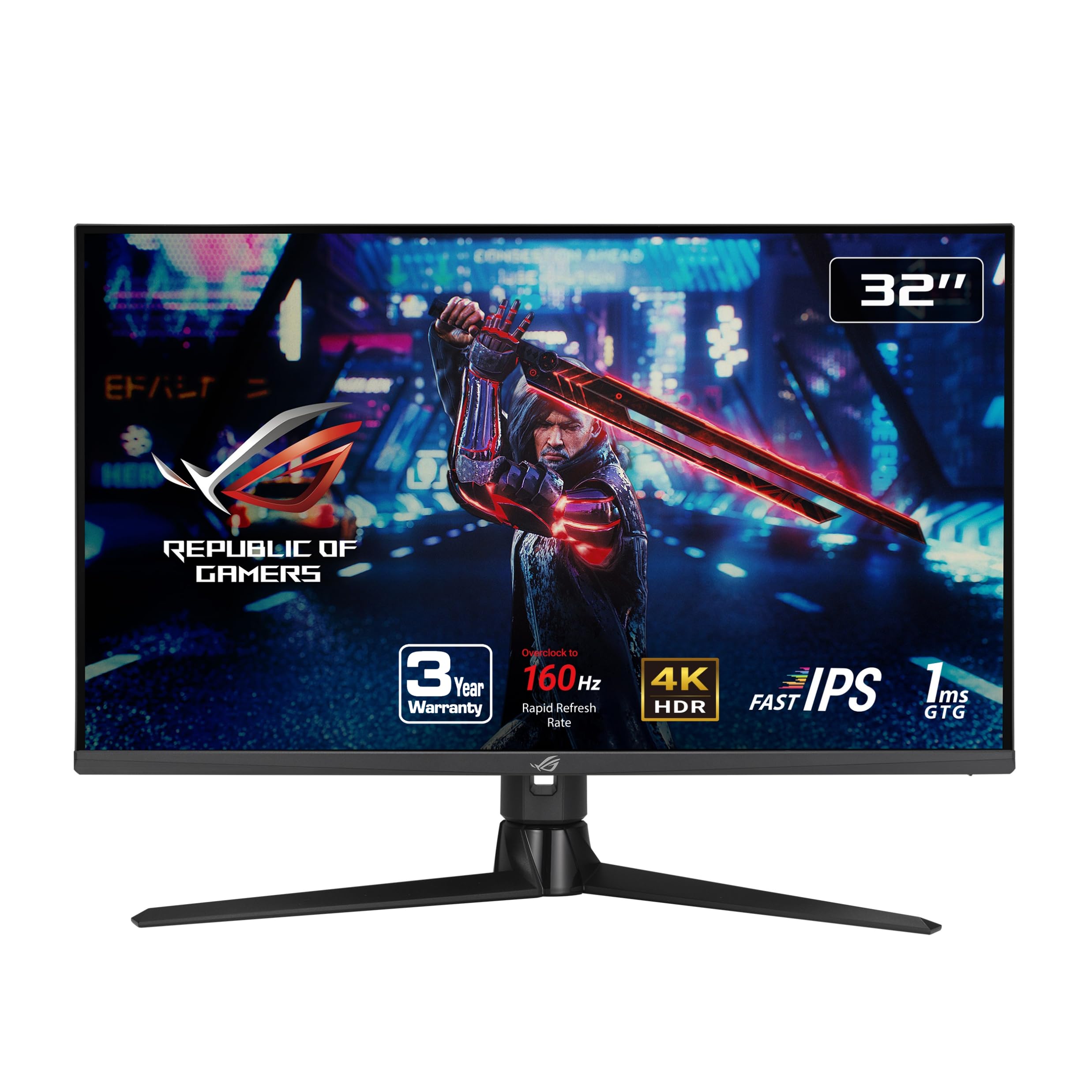 مانیتور بازی ASUS ROG Strix 32” HDMI 2.1 DSC (XG32UQ) - 4K UHD (3840 x 2160)، Fast IPS، 160Hz، 1ms، سازگار با G-SYNC، FreeSync Premium Pro، DisplayPort، USB، HDMI، DisplayHDR600، متعدد Overdrive، 32" Fast IPS 4K 160Hz FreeSync Premium Pro مانیتور بازی