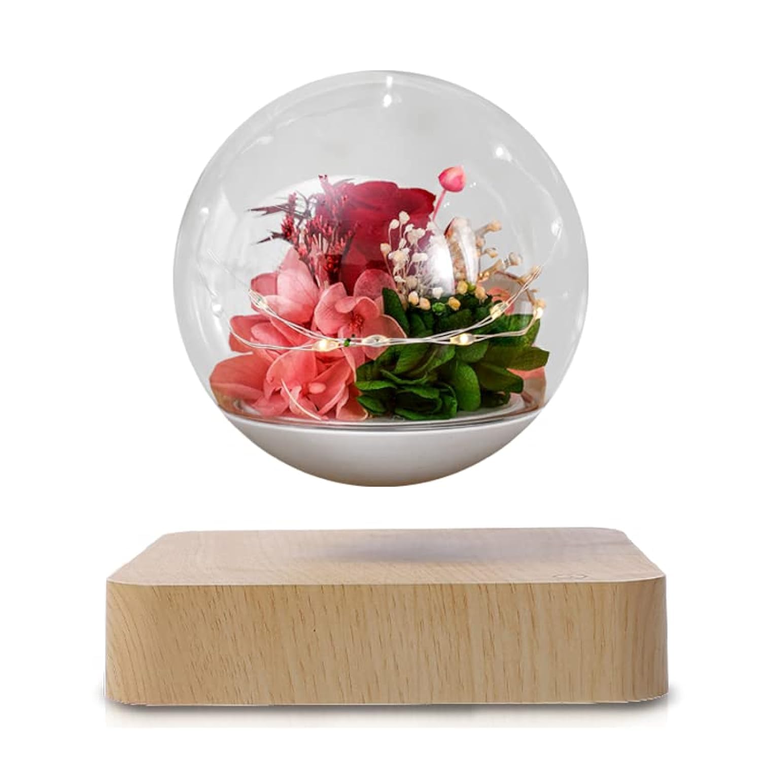گل‌های شناور PeacePlanet با چراغ LED، گل رز، هدیه، کنترل لمسی، شناور و چرخش در هوا، چراغ شب، هدیه برای تولد، سالگرد (گل‌های واقعی: LED روشن + کنترل لمسی) گل‌های واقعی (LED روشن + کنترل لمسی) 1