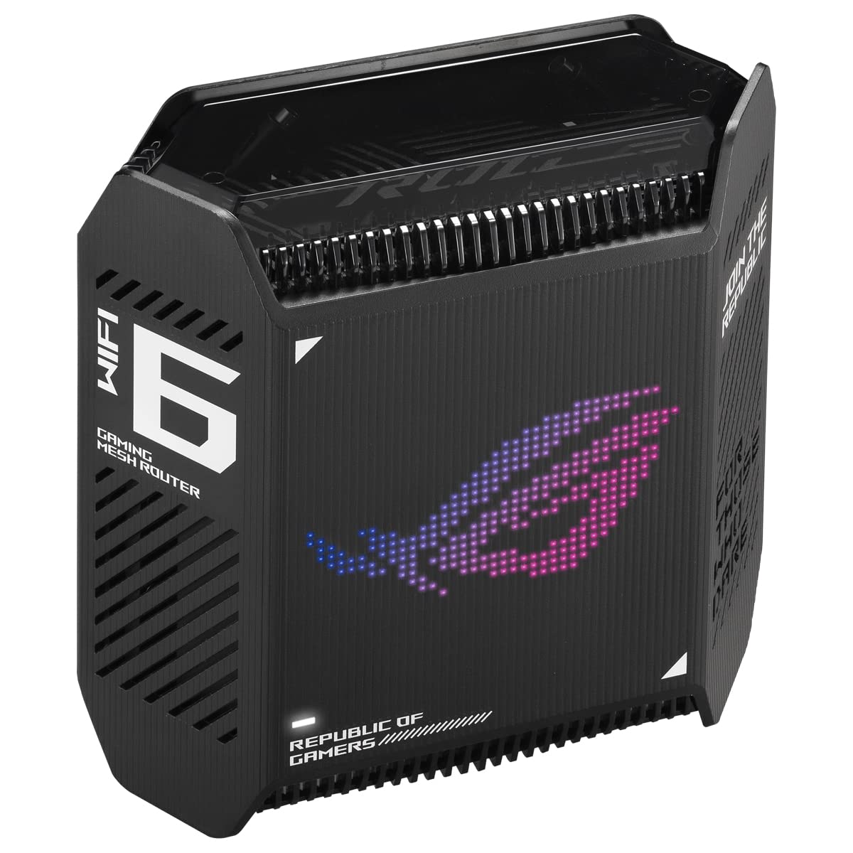 ASUS ROG Rapture GT6 (1PK) سیستم WiFi 6 Gaming Mesh WiFi سه باندی، پوشش تا ۵,۸۰۰ فوت مربع، پورت ۲.۵ گیگابیت بر ثانیه، شتاب بازی سه سطحی، UNII ۴، امنیت اینترنت مادام العمر رایگان - مشکی WiFi 6