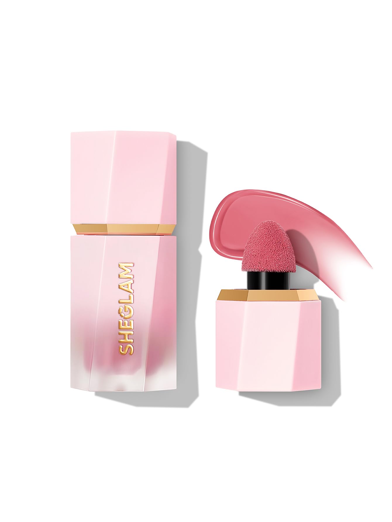 اعمال آرایشی SHEGLAM - رنگ رز Liquid Blush مات - رژ ژلی کرمی ضد آب با اتمام مات و آرایشگر اسفنجی (کیک عشق)، 5.2 گرم، 1.0 تعداد، 1 صورتی 1 تعداد (بسته 1 تایی)