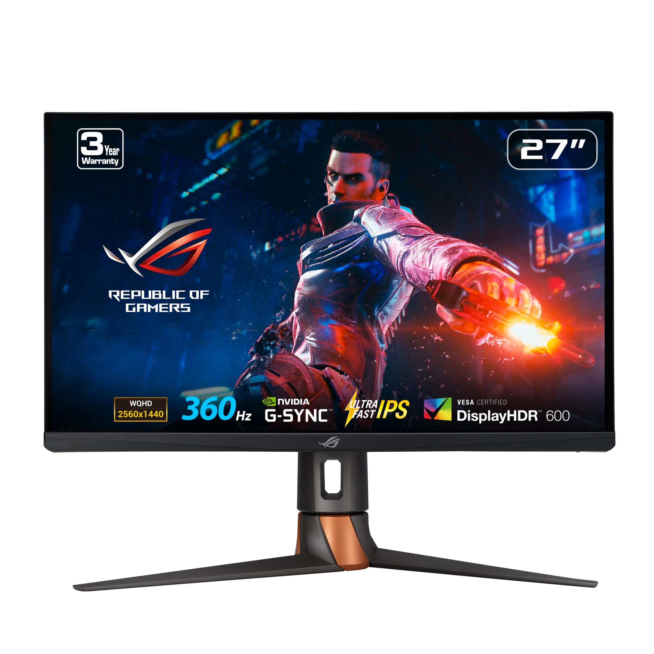صفحه نمایش بازی ASUS ROG Swift 360Hz 27 اینچ 1440P HDR (PG27AQN) - QHD (2560 × 1440)، Fast IPS، 1 میلی ثانیه، G-SYNC، مراقبت از چشم، HDMI، DisplayPort، USB، طراحی ارگونومیک، قابل نصب بر روی دیوار VESA، HDR10، DisplayHDR600 27 اینچ، Fast IPS، 360Hz، QHD G-SYNC