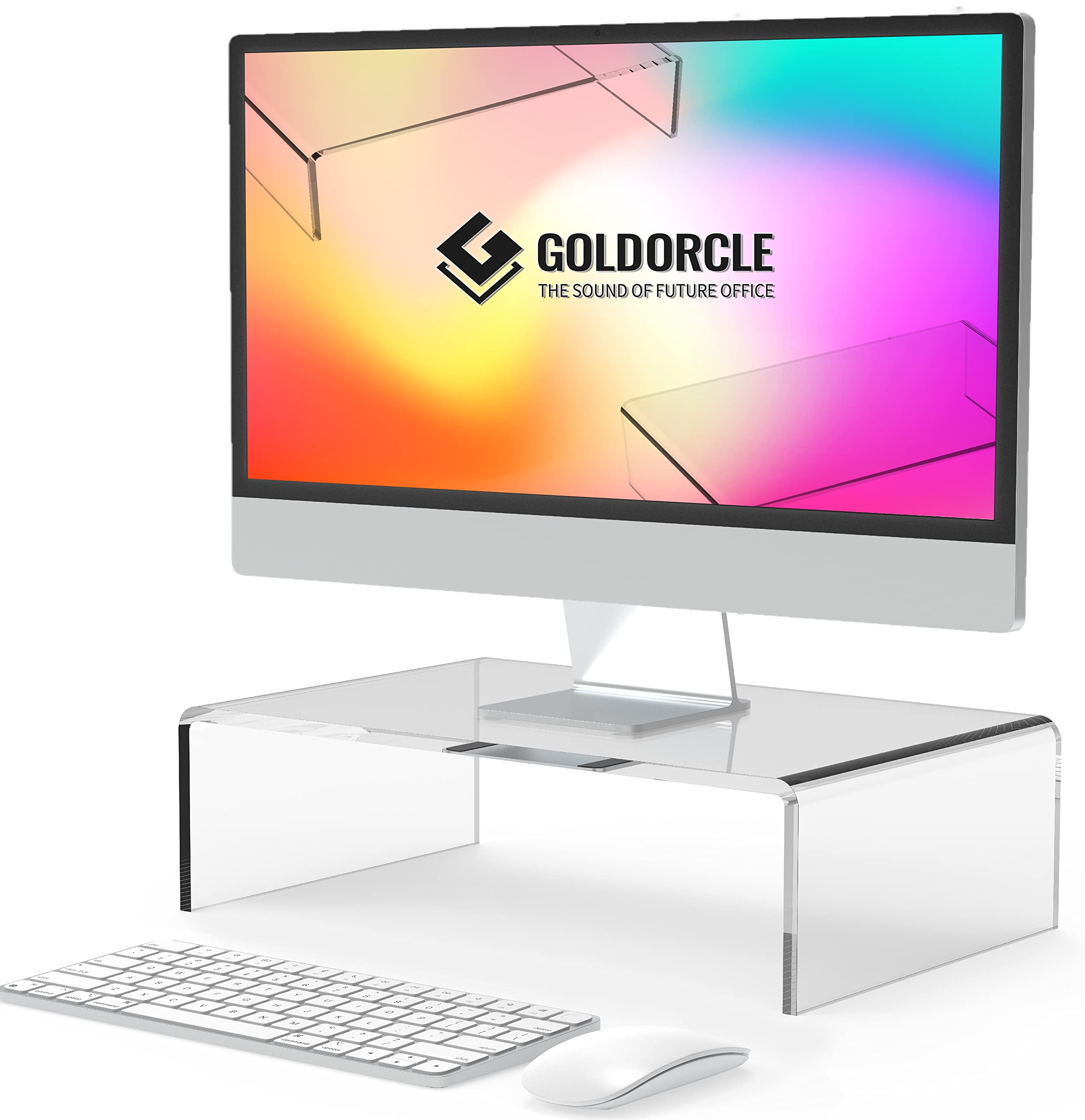 پایه نگهدارنده مانیتور ACRYLIC GOLDORCLE ریزر شفاف، پایه مانیتور کامپیوتر برای لپ تاپ PC پرینتر، ریزر کامپیوتر تزئینی، سینی ACRYLIC کوچک