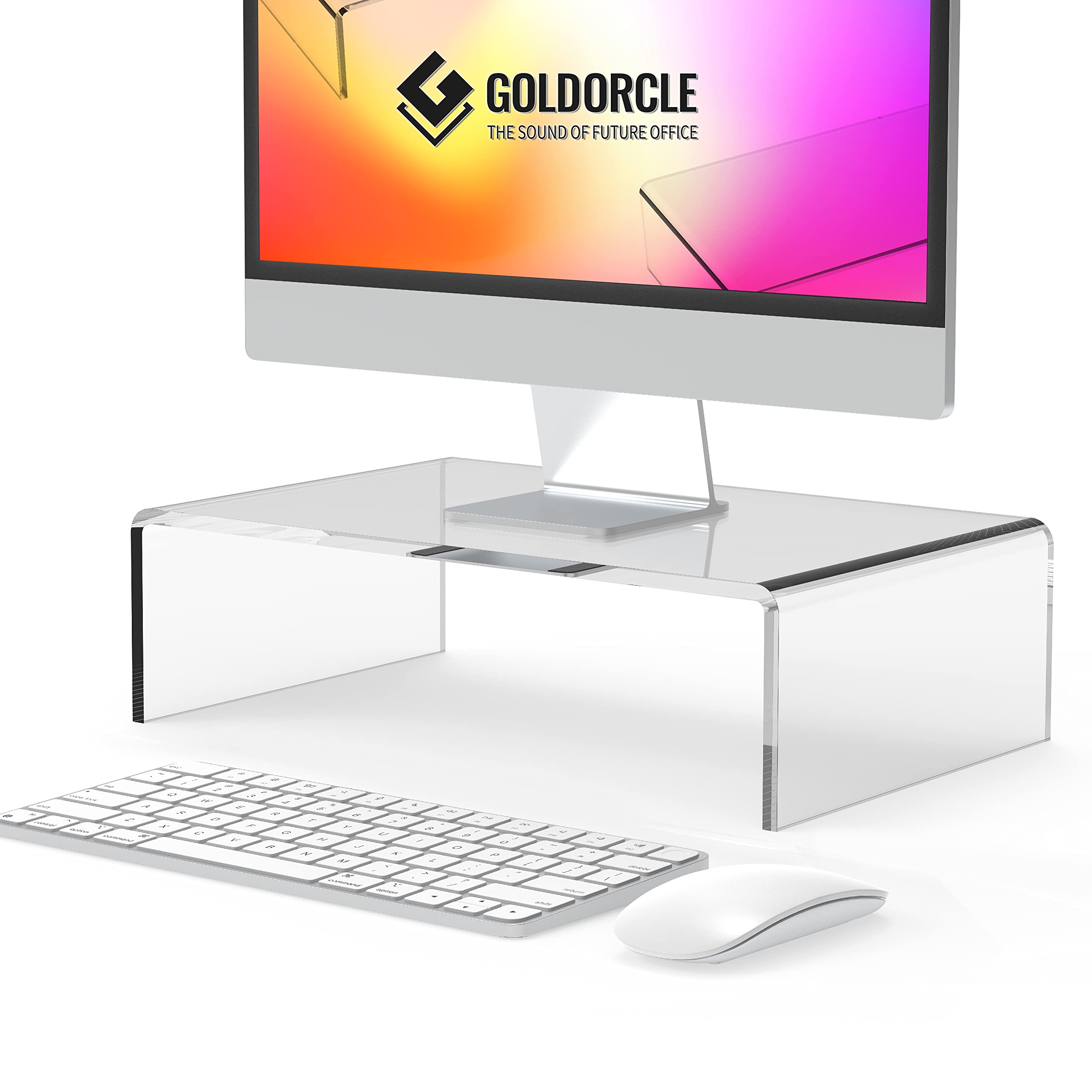 استند شفاف آکریلیکی GoldOrcle برای مانیتور رایانه استند شفاف برای لپ تاپ، پرینتر، رایانه آکریلیک تقویت شده (متوسط)