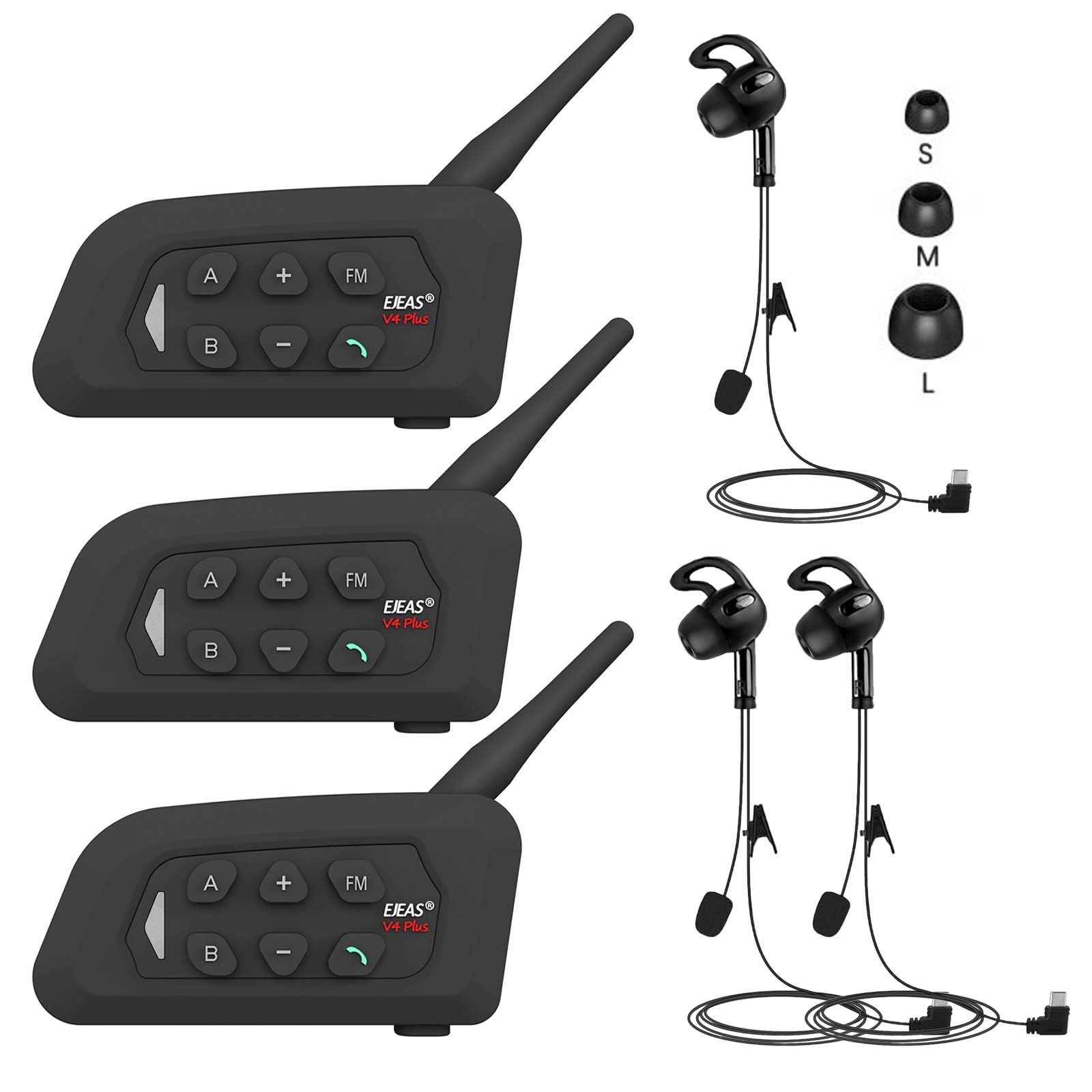 گوشی داوری GaiRen، سیستم ارتباطی با رابط USB C و هدفون برای داوری والیبال فوتبال فوتسال (3 بسته) 3 بسته چپ گوش