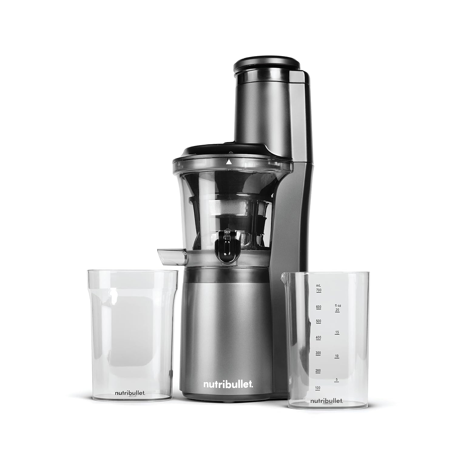 ماشین ابمیوه‌گیری مست قندگیر NutriBullet Slow Juicer، آسان‌تمیز، موتور ساکت با قابلیت عقب‌تابی، آزاد از BPA، ابمیوه‌گیری نیمه خشک با تیغه تمیز‌کننده، 150 وات، مشکی زغالی، NBJ 300، گارانتی 1 ساله 7 تکه مدل جدید - ابمیوه‌گیری نیمه خشک