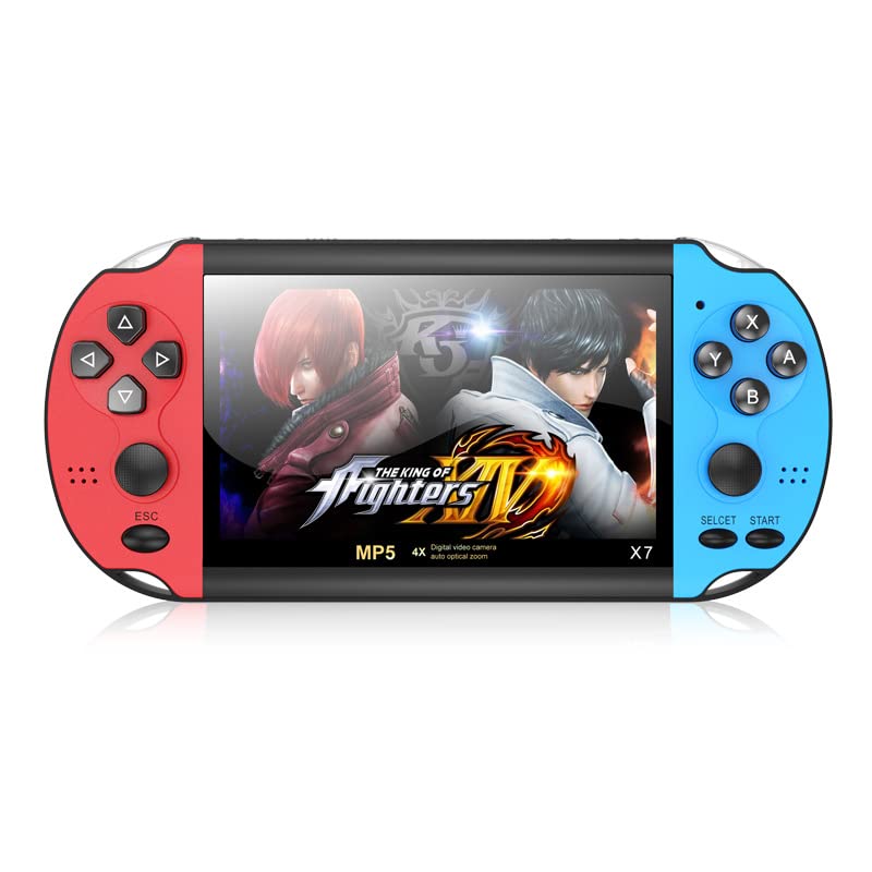 کنسول بازی دستی Goue Foreign Trade X7 با دو جوی استیک PSP، صفحه نمایش 4.3 اینچی با کیفیت بالا، یادگیری جذاب بازی‌های دستی، آرکید بازی‌های قدیمی، نسخه نارنجی و بلو (دارای دوربین) X7