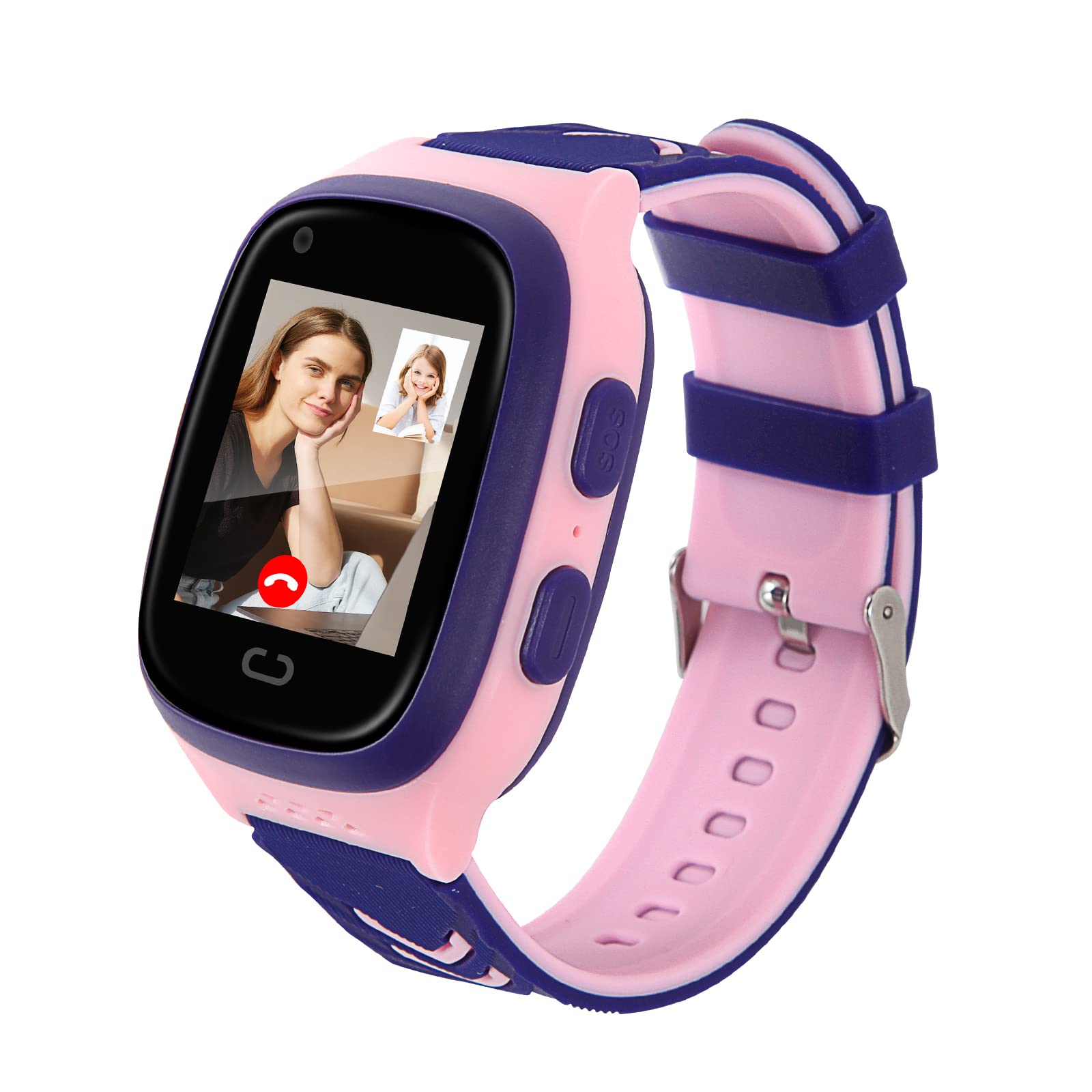 ساعت هوشمند کودکان با قابلیت ردیابی GPS 4G - ساعت هوشمند با تماس دو طرفه، تماس تصویری، 7 بازی پازل، چت صوتی، حالت اضطراری، حالت مدرسه، پلیسه‌سنج، حدود جغرافیایی، Wi-Fi، صفحه لمسی، ساعت زنگدار - ساعت هوشمند برای پسران و دختران