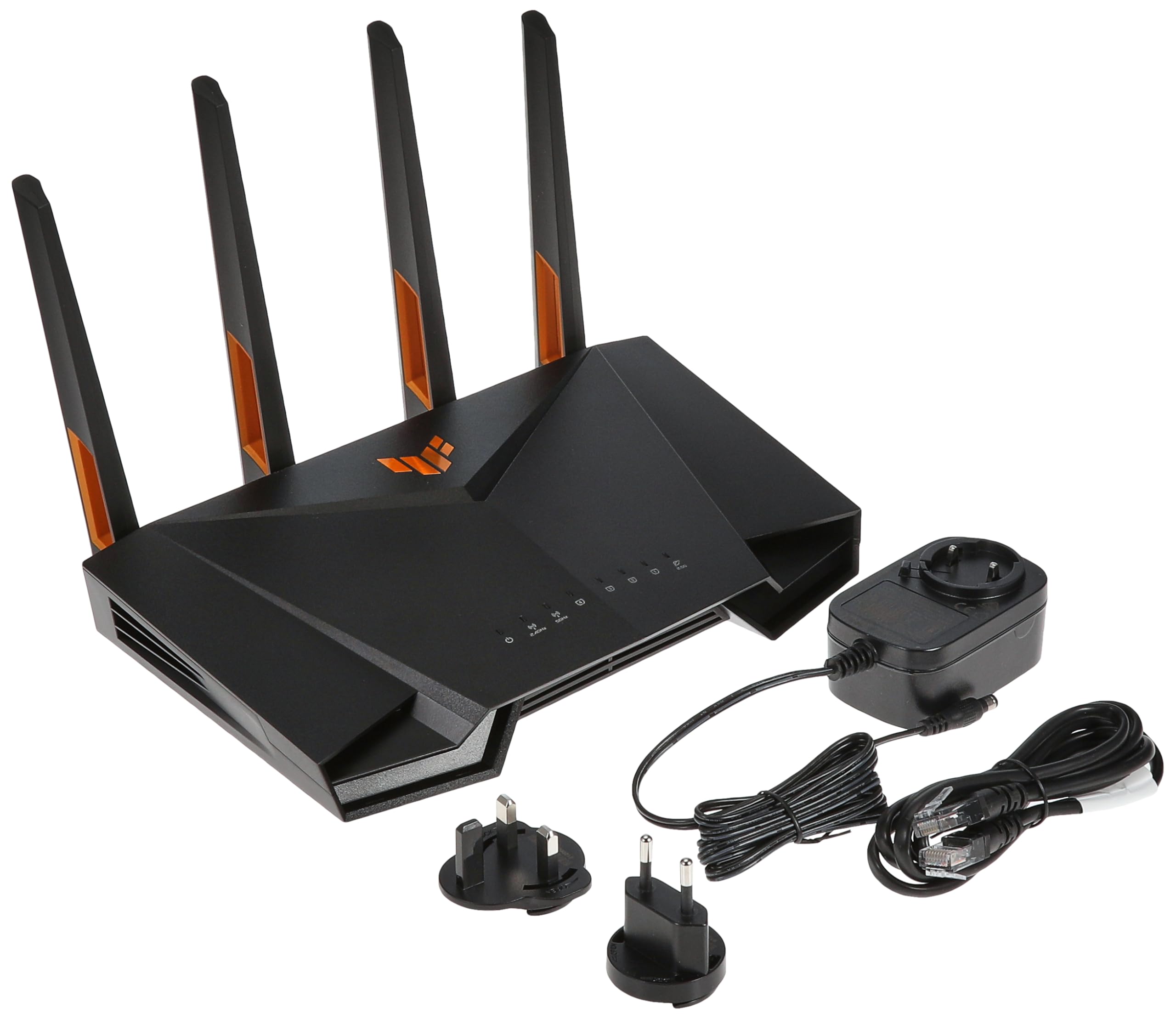 ASUS 90IG07Q0-MU9100 TUF-AX4200 مسیریاب بازی TUF Gaming AX4200 با وای فای دو بانده 6 با حالت بازی تلفن همراه، پورت فرواردینگ 3 مرحله ای، پورت 2.5Gbps، AiMesh برای وای فای توری، AiProtection Pro امنیت شبکه