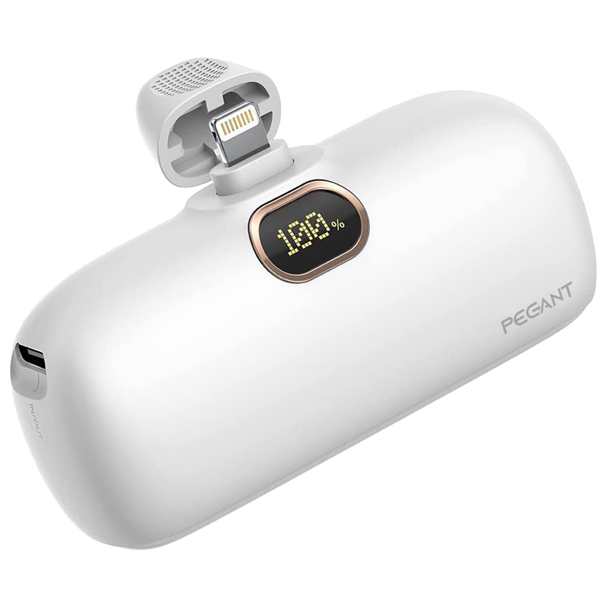 پاور بانک مینی PEGANT با ظرفیت 5000mAh و شارژر سریع PD3.0 18 وات، شارژر جمع و جور و قابل حمل باطری خارجی کوچک، سازگار با آیفون، آیپد، ایرپاد و مک بوک (سفید)