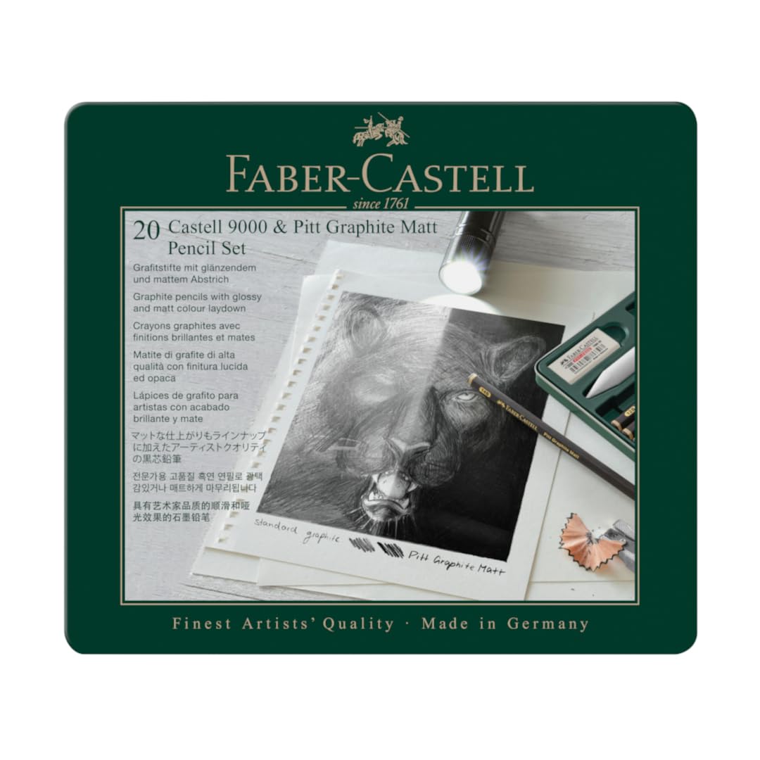 مجموعه مداد Faber-Castell Castell 9000 و Pitt Graphite Matte Pencil مجموعه 20 عدد (FC115224) مورد 20 عدد