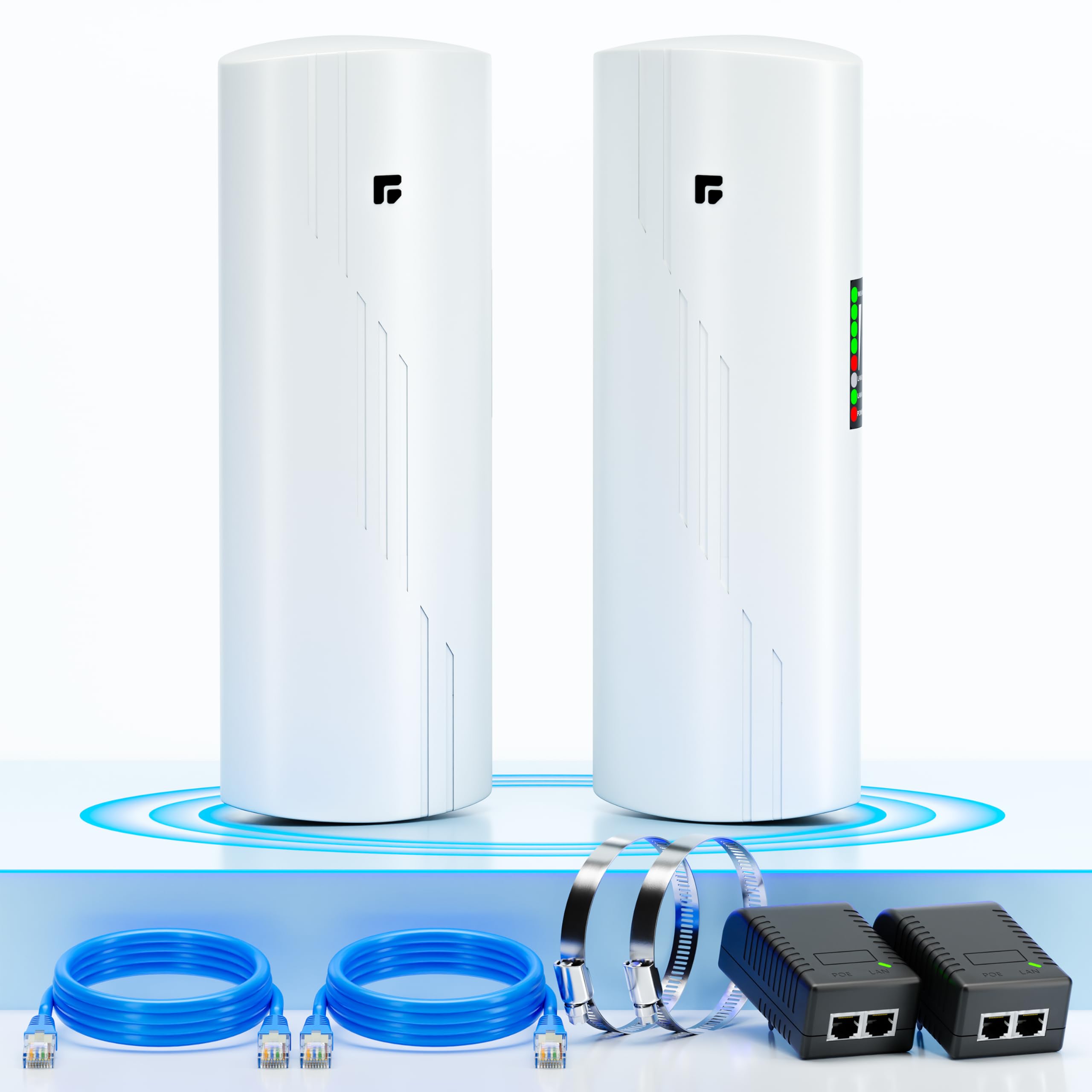پل Wireless Bridge Point to Point بیرونی WiFi، کیت گسترش شبکه بی‌سیم، بسته آماده استفاده کامل کیت پل دو واحدی - P2P 300Mbps 3Km (2 بسته) 3KM P2P