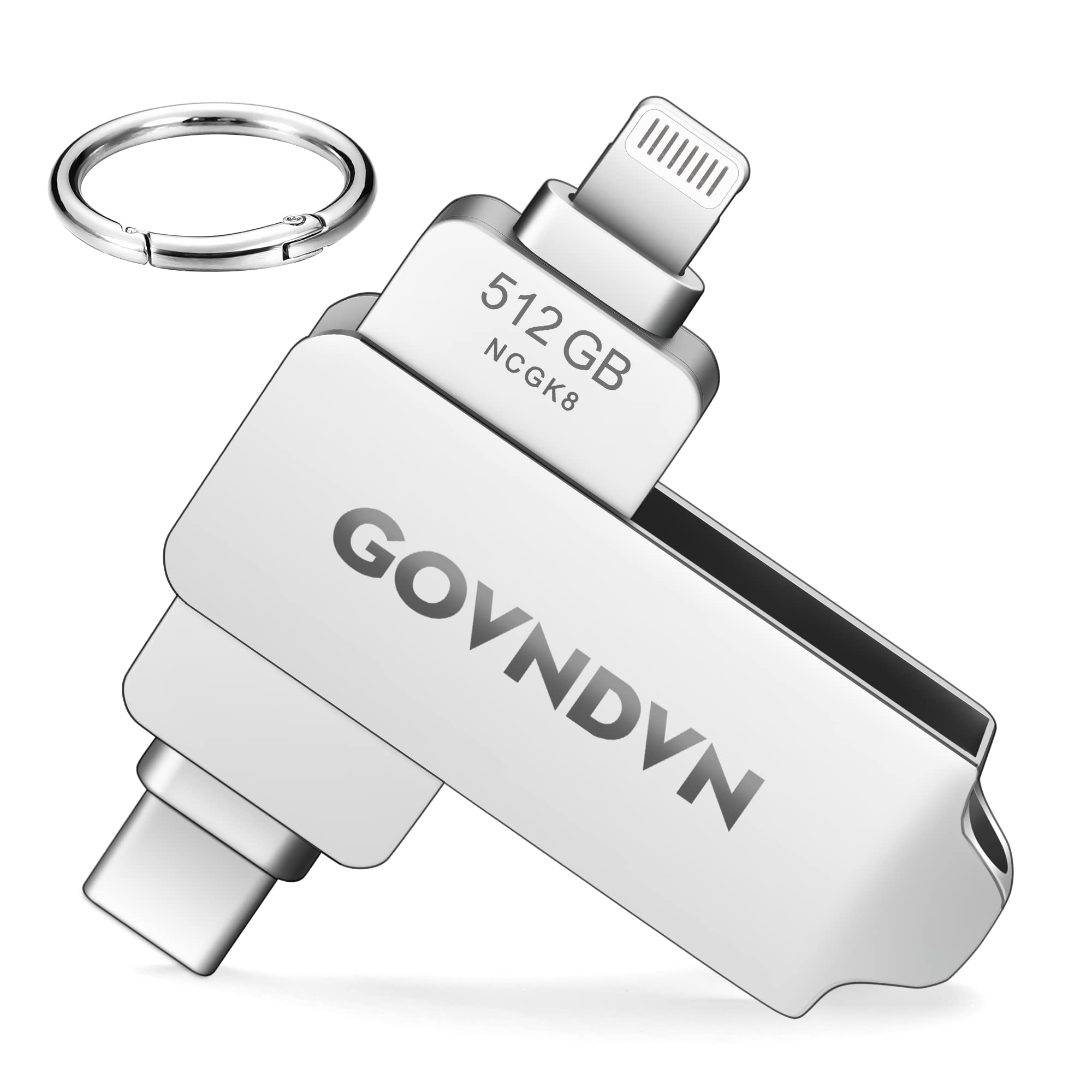 دستگاه USB مدل Apple MFi Certified برای آیفون 15/14/13/12/11، 512GB حافظه آیفون مدل Lightning USB C، دستگاه USB فتوگراف آیفون، دستگاه پشتیبان‌گیری، فلش درایو برای آیپد/اندروید/کامپیوتر (512GB)
