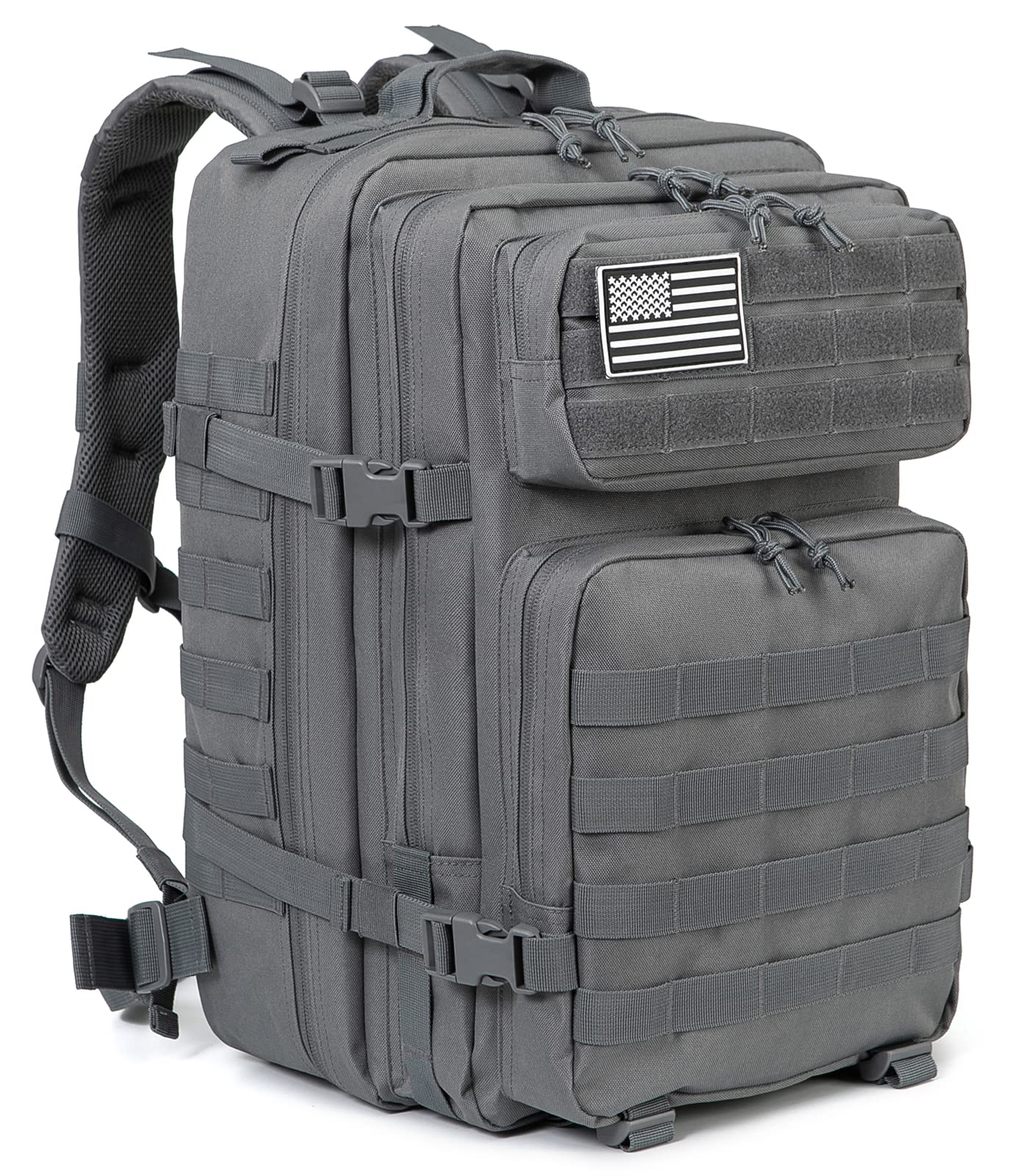 QT&QY 45L کوله پشتی نظامی تاکتیکی Molle Army Assault Pack 3 روزه Bug Out Survival Bag پیاده‌روی درخت نواختن 1.4 خاکستری