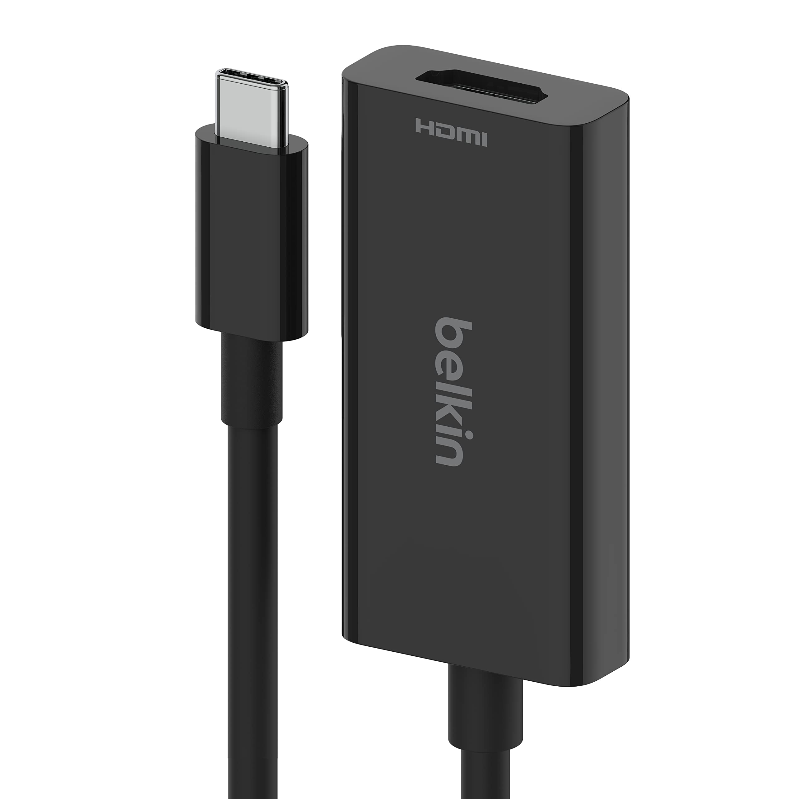 آداپتور Belkin USB Type C به HDMI 2.1، کابل 4.33 اینچ با تو کردن، با فرکانس 60 هرتز در رزولوشن 8K، 144 هرتز در رزولوشن 4K، تکنولوژی HDR، HBR3، DSC، HDCP 2.2، تایید شده توسط USB-IF برای Chromebook، MacBook، iPad Pro و سایر دستگاه‌های USB C
