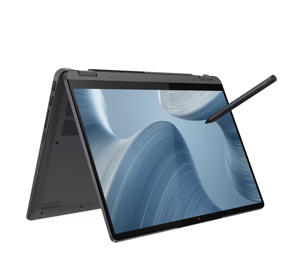 لپ تاپ ۲ در ۱ Lenovo Flex 5 14IAU7، نمایشگر لمسی ۱۴ اینچی WUXGA گلاسه، Core i7-1255U، ۱۶ گیگابایت RAM، ۱ ترابایت SSD، گرافیک Iris Xe یکپارچه، صفحه کلید با نور پس زمینه انگلیسی-عربی، ویندوز ۱۱، رنگ Storm Grey + دفترچه +پن [82R700BAAX]