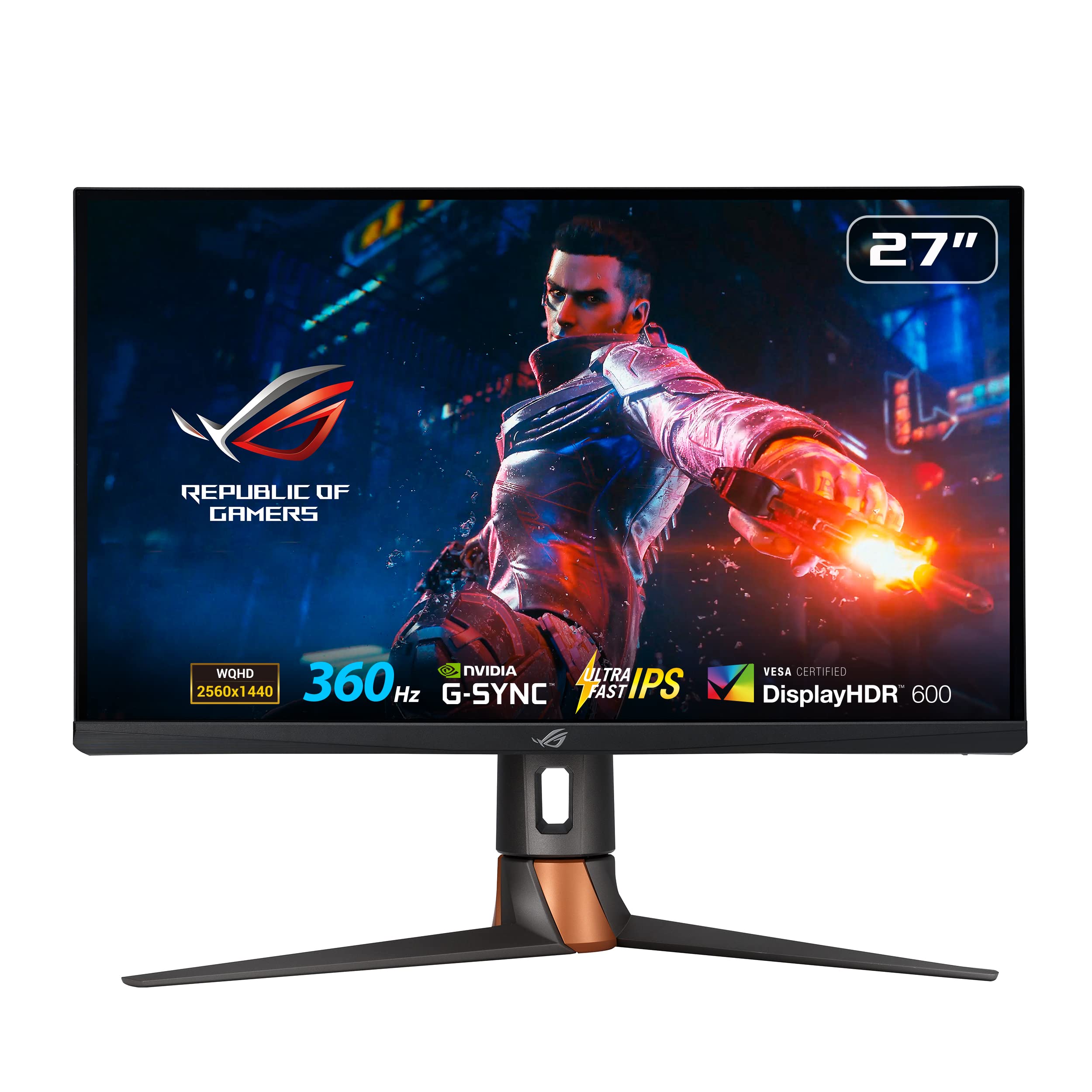 مانیتور بازی ASUS ROG Swift 360Hz PG27AQN NVIDIA® G-SYNC® - ۲۷ اینچ QHD (2560 × ۱۴۴۰) ، NVIDIA® Reflex Analyzer، IPS فوق العاده سریع، حالت دوبل اسپورت، ۱ میلی‌ثانیه (GTG)، DisplayHDR™ ۶۰۰