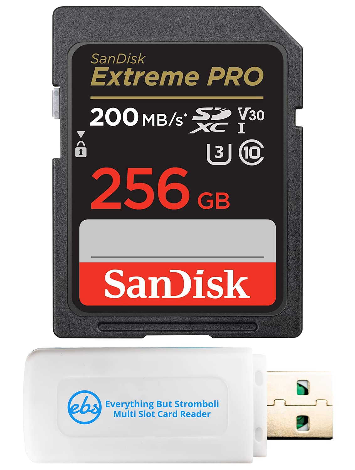 همه چیز به جز استرومبولی SanDisk 256GB Extreme Pro UHS-I کارت حافظه SD U3 A2 V30 با دوربین بدون آینه سونی A7R V، ZV-1F و FX30 (SDSDXXD-256G-GN4IN) کارت خوان (1) SDXC با باندل 4K UHD کار می‌کند.