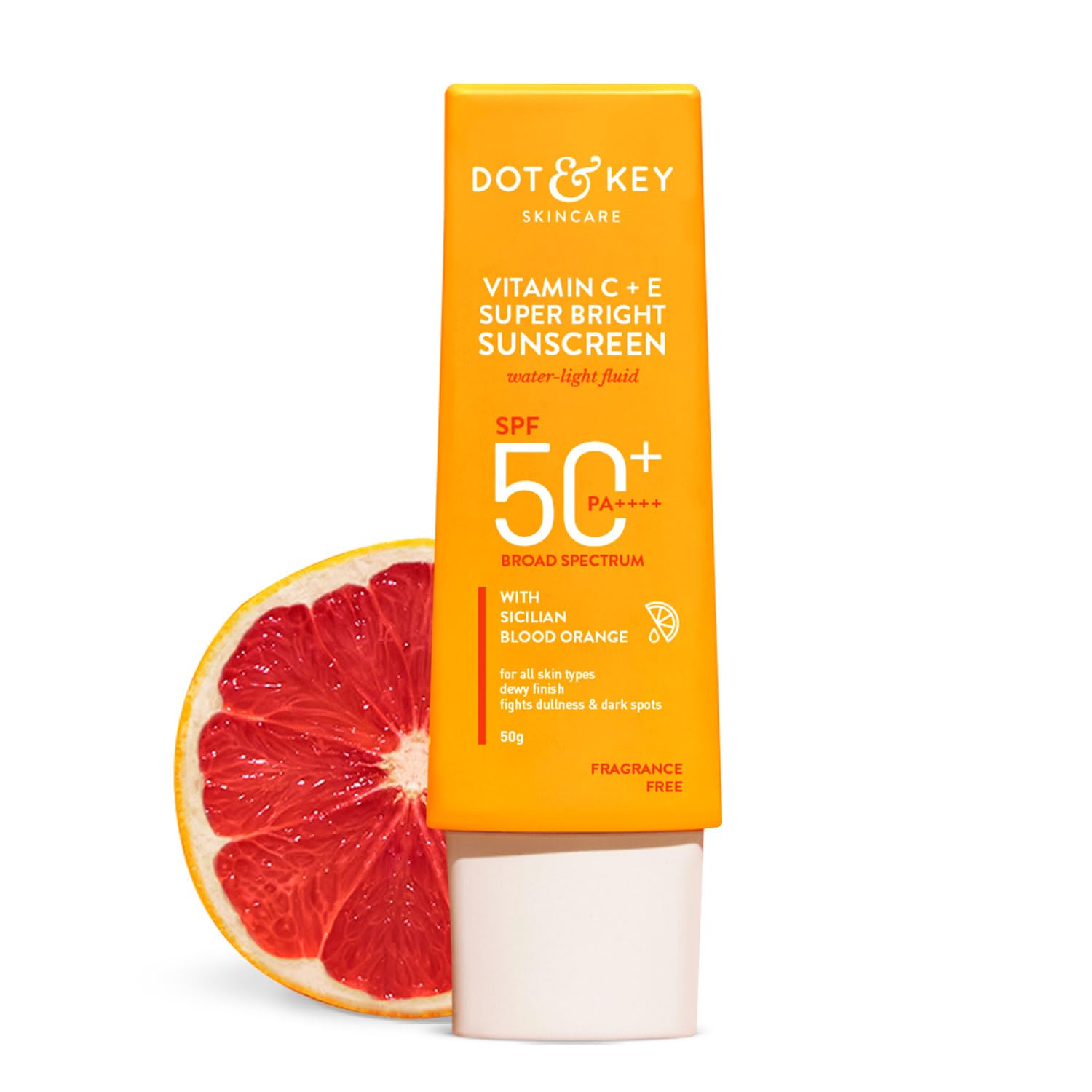 کرم ضدآفتاب دات اند کی SPF 50 PA+++ با ویتامین C + E | برای پوست یکدست و درخشان | بدون لایه سفید، فرمول واترلایت I محافظت از UVA/B و نور آبی I جذب بهتر ویتامین D I برای زنان و مردان | 50 گرم