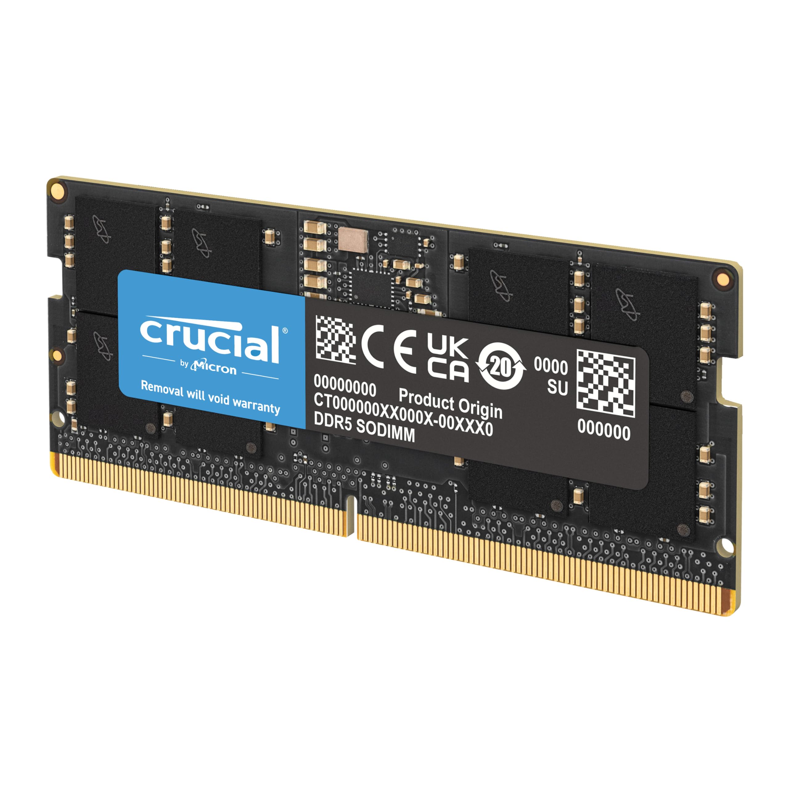 حافظه لپتاپ Crucial RAM 16 گیگابایت DDR5 با سرعت 5600 مگاهرتز (یا 5200 مگاهرتز یا 4800 مگاهرتز) مدل CT16G56C46S5 5600 مگاهرتز 16 گیگابایت