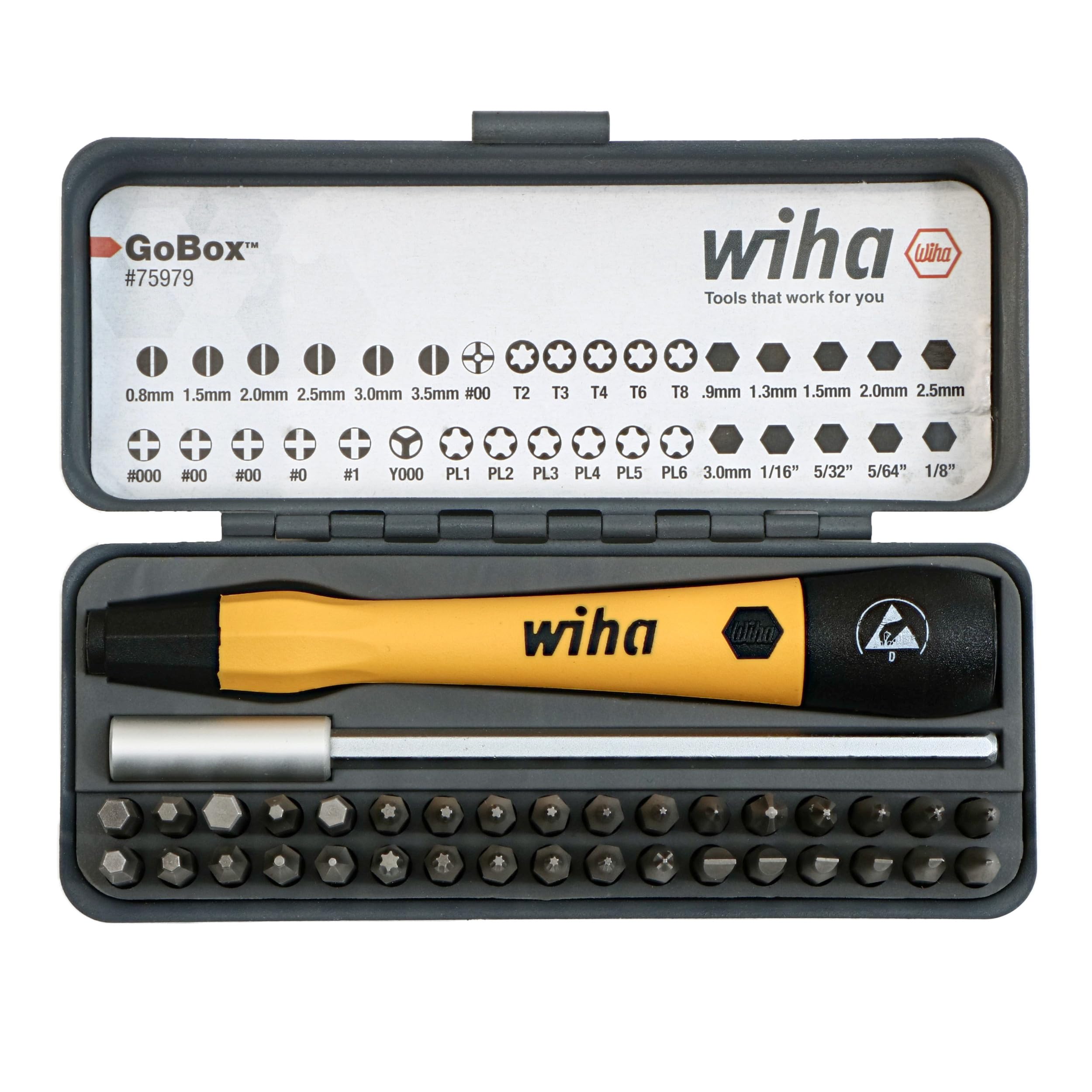صندوق ابزار الکترونیکی Wiha 75979 با 36 قطعه بیت دقت میکرو ESD