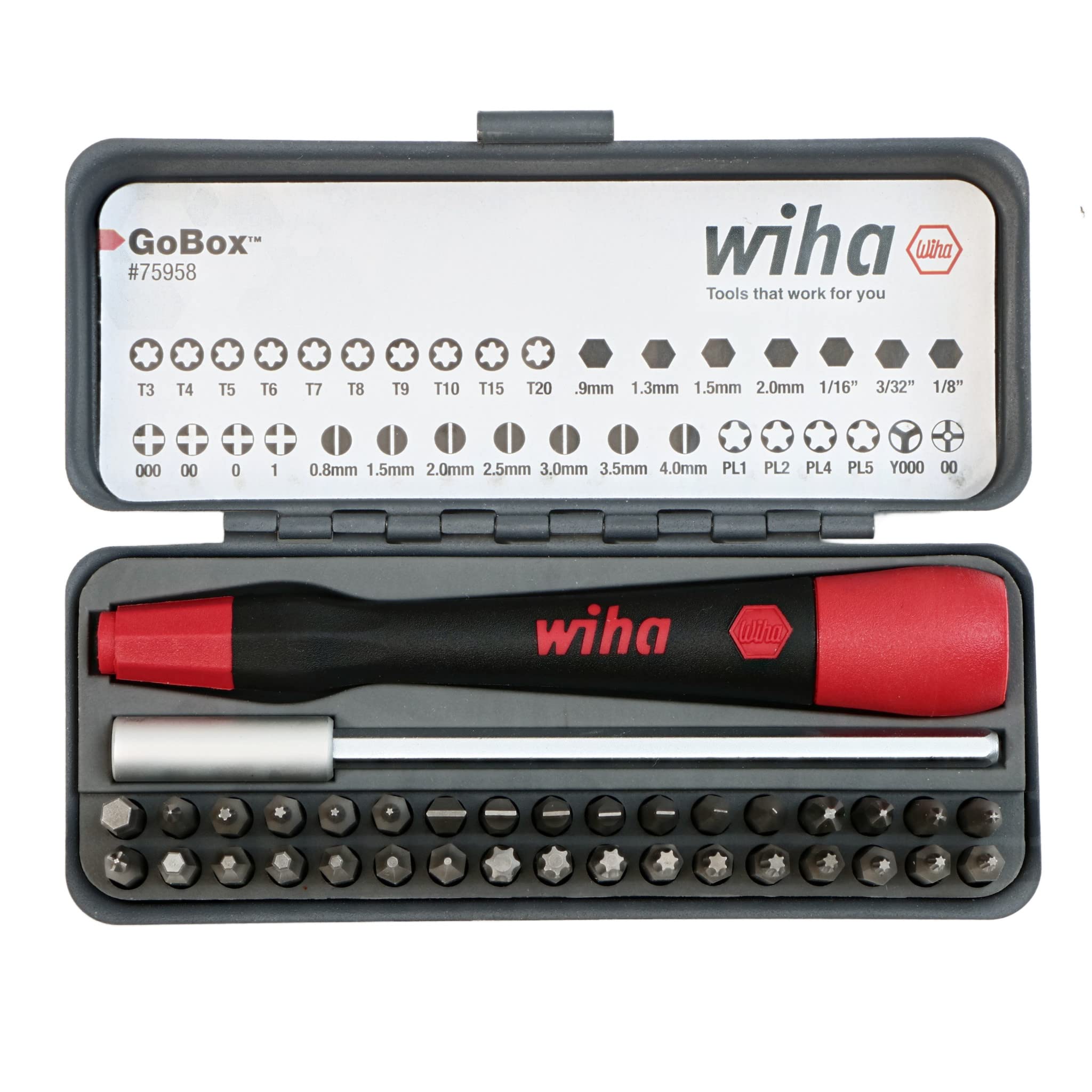Wiha 75958 مجموعه 36 تیکه GoBox ابزار دقیق بیت سریع، بیت