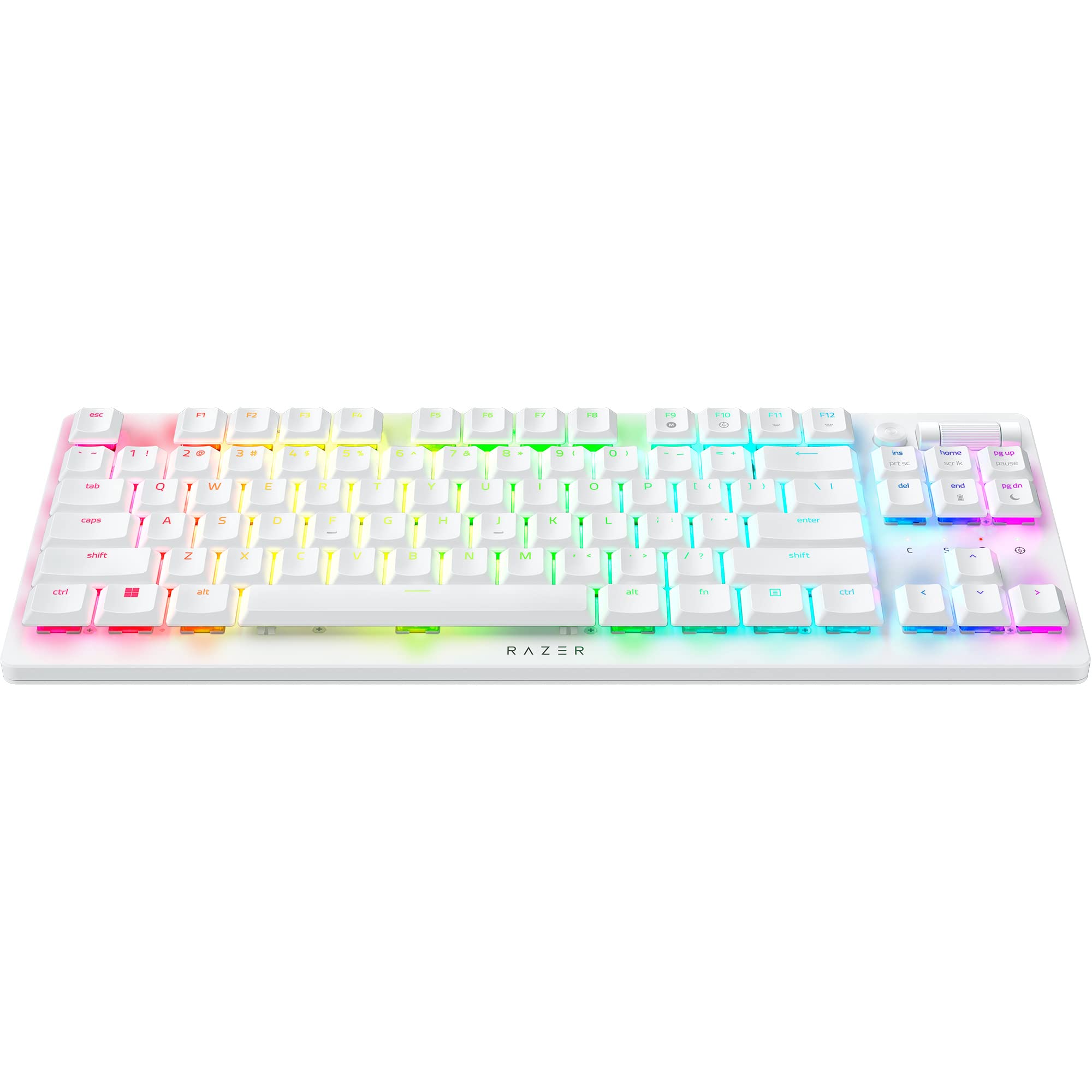 کیبورد بازی بی‌سیم Razer DeathStalker V2 Pro TKL: سوییچ‌های اپتیکال پروفایل کم - خطی قرمز - بی‌سیم HyperSpeed و بلوتوث - نورپردازی Chroma RGB - باطری تا ۲۰۰ ساعت - Snap Tap - سفید سفید V2 Pro TKL سوییچ اپتیکال خطی