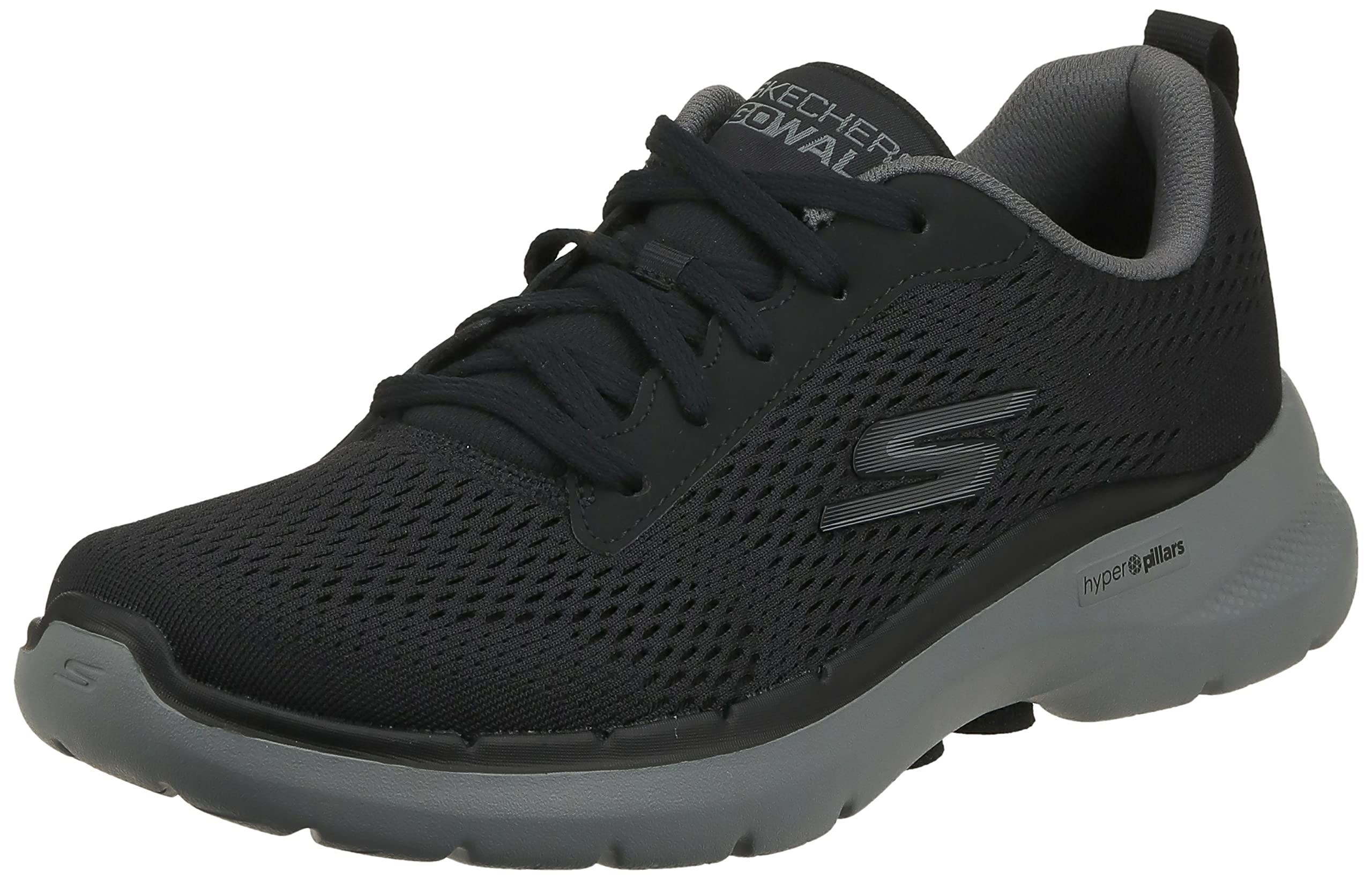 کفش مردانه Skechers Slip-On Go Walk 6، کفش پیاده‌روی، سایز 43 (EU)، مشکی/خاکستری