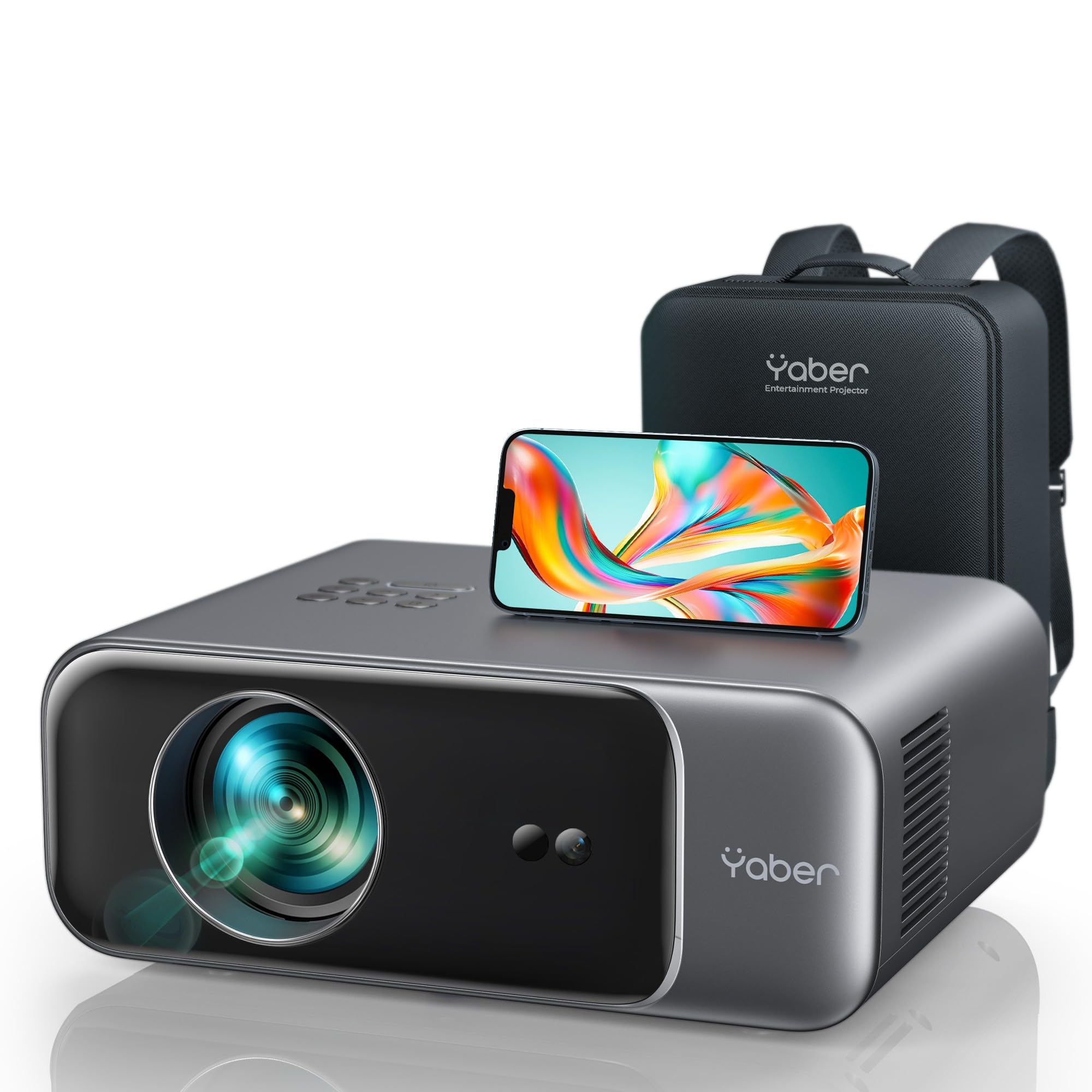 پروژکتور YABER Pro V9 4K DLP، LCD با WiFi 6، بلوتوث 5.2، 600 لومن ANSI، رنگ استاندارد متوسط استاندارد