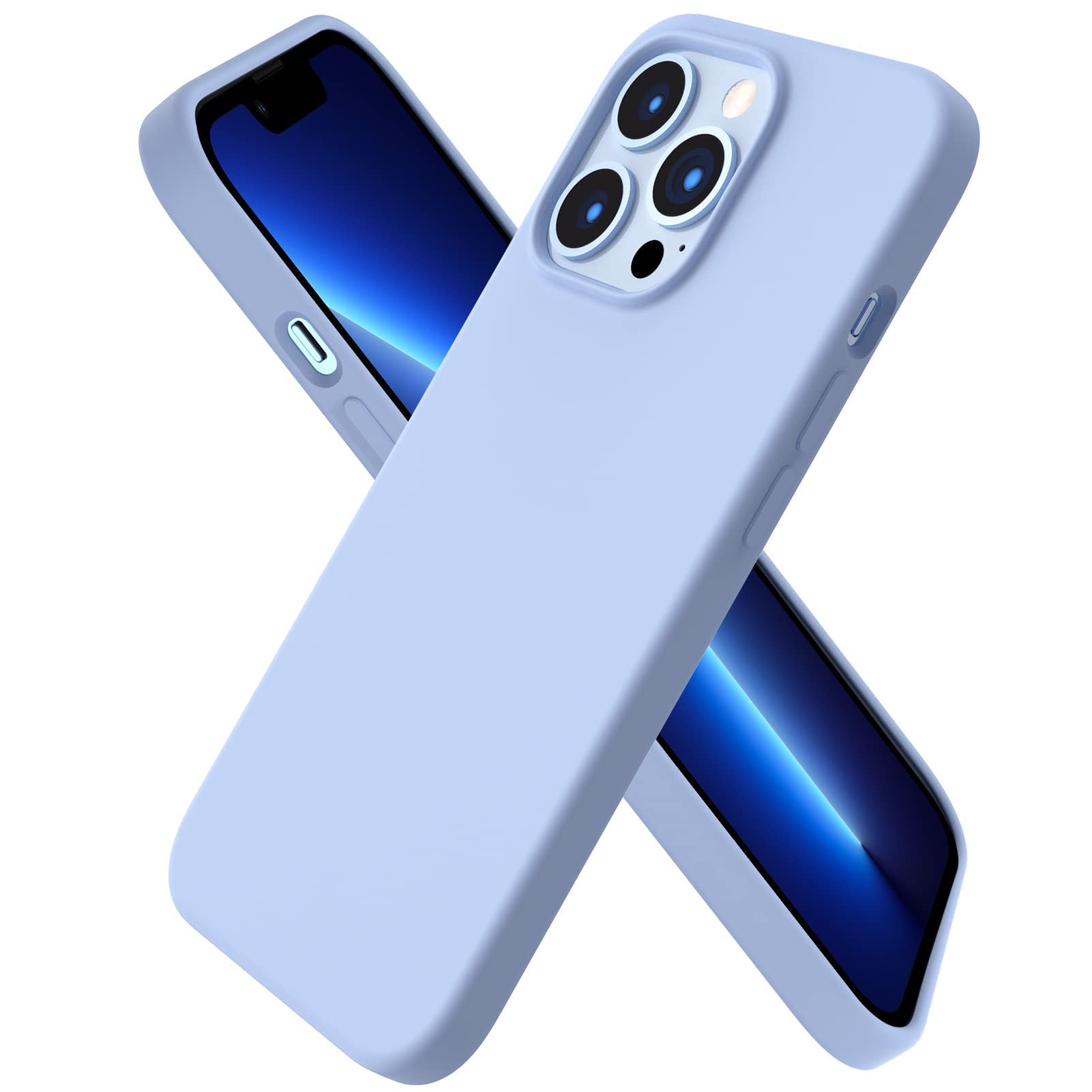 سازگار با محافظ گوشی BORTONY iPhone 13 Pro Case 6.1 انعطاف پذیر، سیلیکون مایع نازک با 3 لایه، محافظ نرم ژلی تمام قابلیت های 6.1 اینچ (آبی روشن)