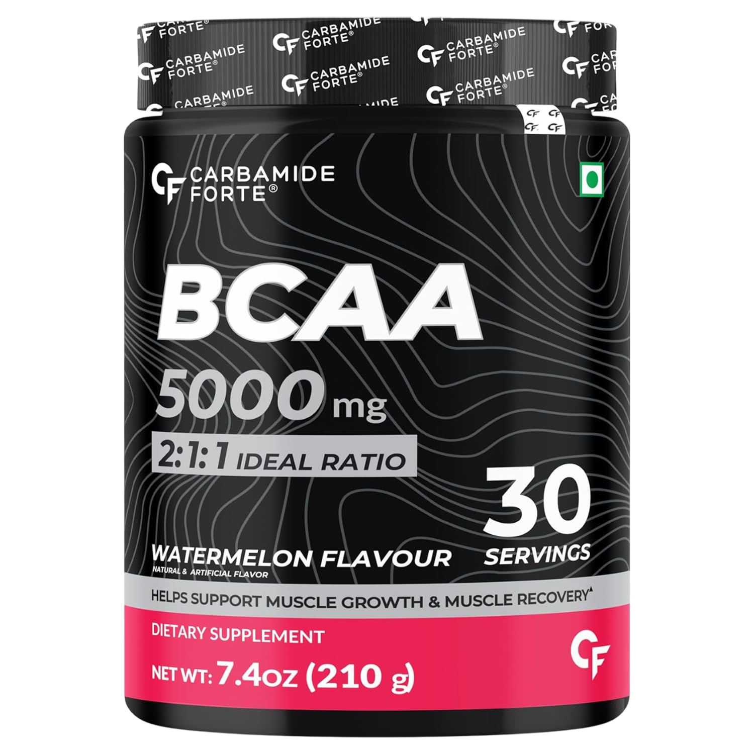 مکمل Carbamide Forte BCAA 5000 میلی گرم برای مردان و زنان با مصرف 7 گرم با نسبت ایده آل 2:1:1 | پودر BCAA برای رشد عضلات و بازیابی عضلات - طعم هندوانه - 210 گرم پودر BCAA طعم توت فرنگی آبی
