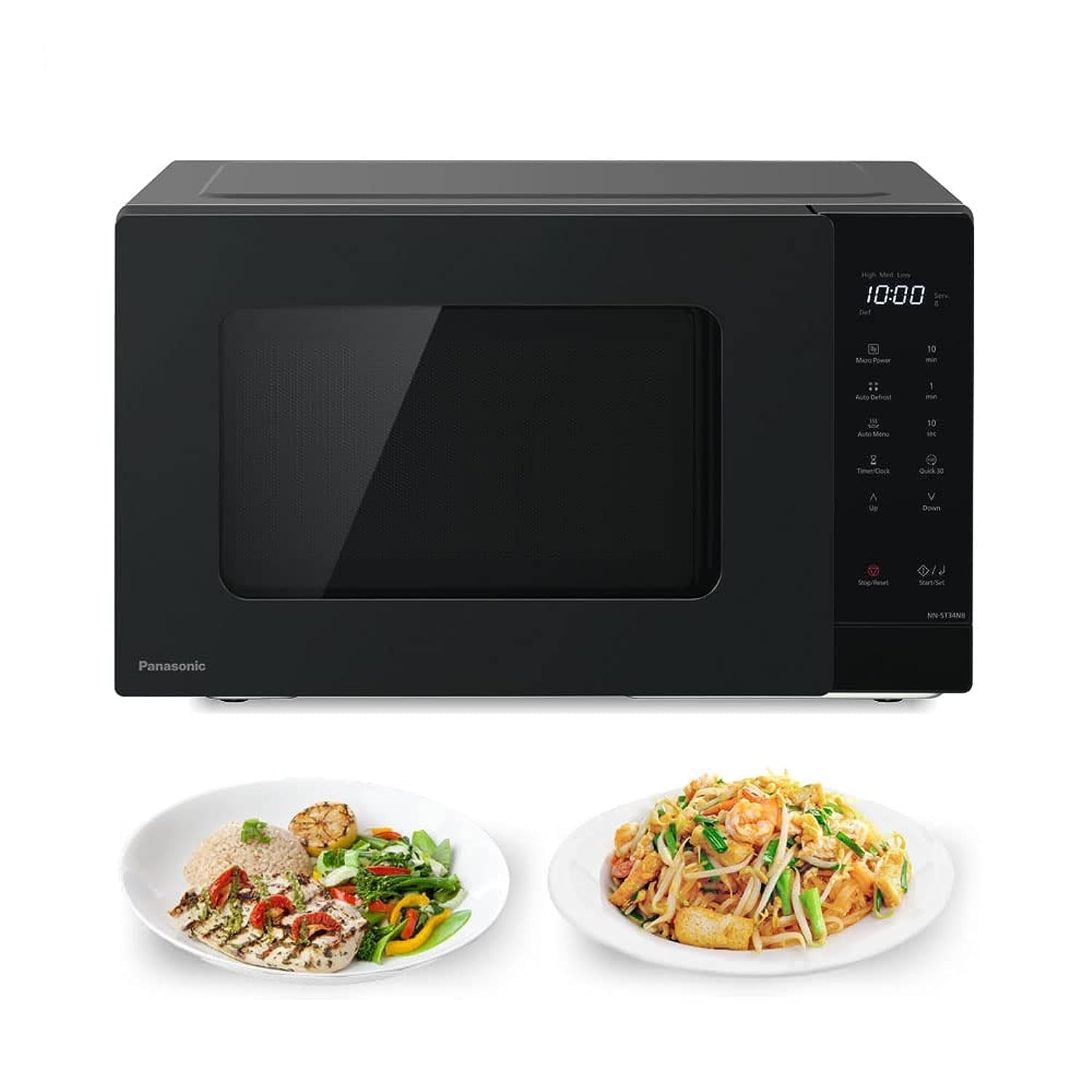 فرن مایکروویو تک خلوت پاناسونیک 25 لیتری مدل NN-ST34NB، با قدرت 900 وات، با درب پوشاپی، قابلیت دفراست خودکار، قفل ایمنی بچه‌ها، عملکرد لمسی، عملکرد سریع ۳۰، رنگ مشکی، دارای یکسال گارانتی . 25 لیتری، محصول جدید