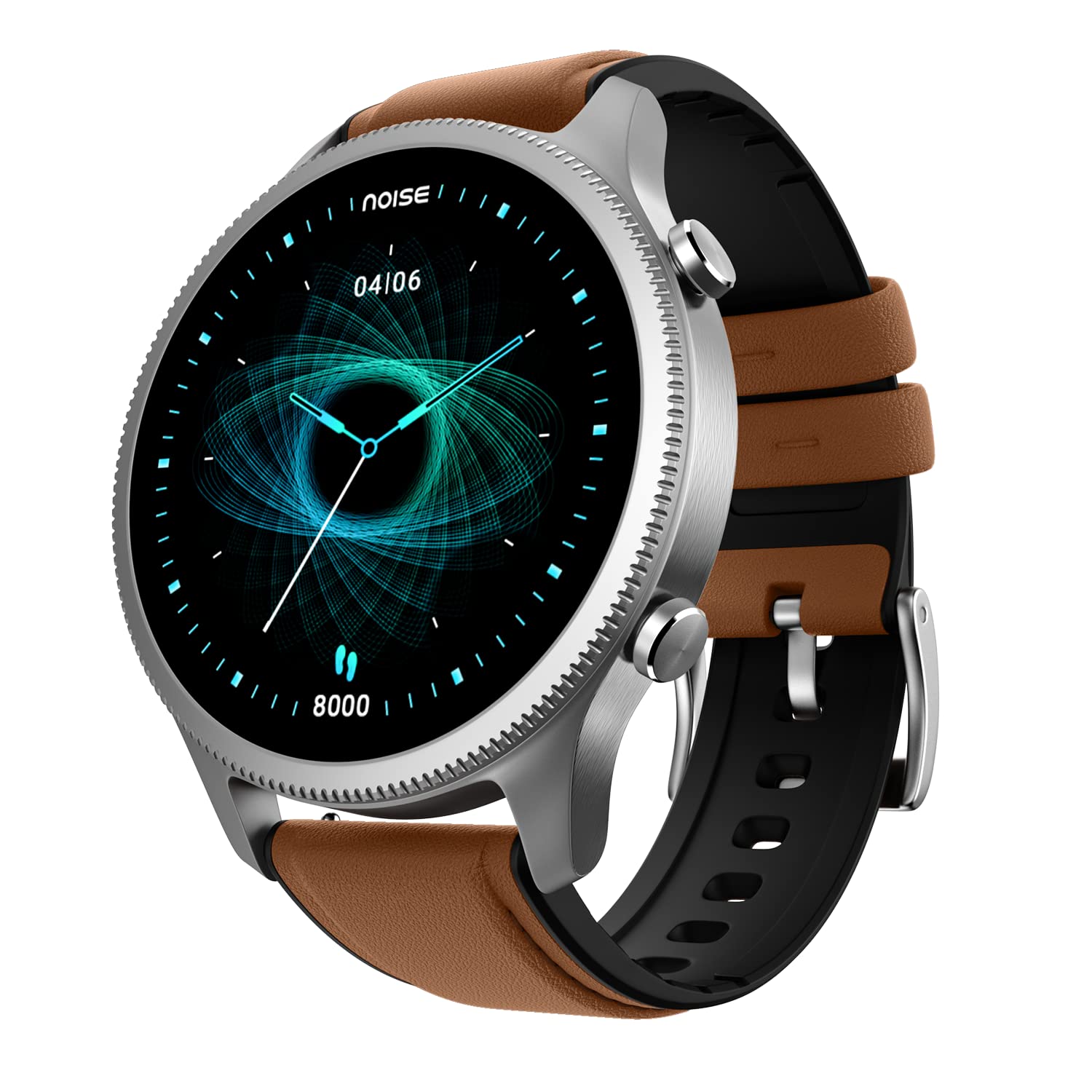 نمایشگر AMOLED 1.43 اینچی NoiseFit Halo، مچ‌بند هوشمند دایره‌ای با قابلیت تماس بلوتوث، ساختار فلزی با کیفیت بالا، نمایش همیشه روشن، کنترل حرکت هوشمند، 100 حالت ورزشی (رنگ قهوه‌ای خاکستری)