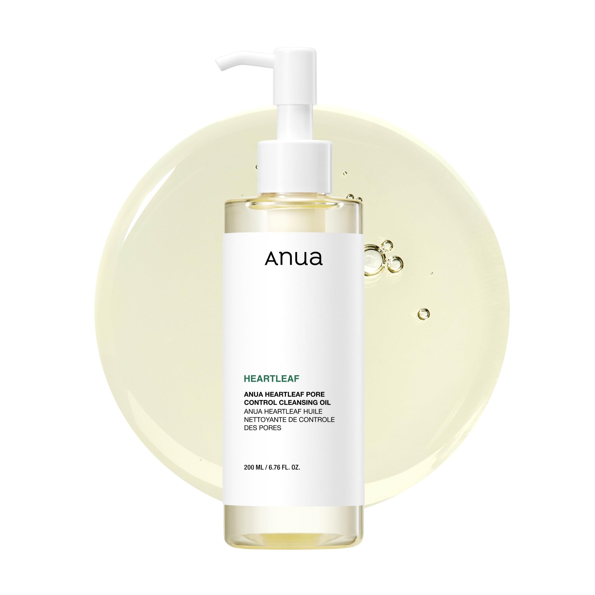 روغن تمیز کننده کنترل منافذ ANUA Heartleaf Pore، روغن تمیز کننده چهره، پاک کننده جوشهای سیاه، تمیز کردن دوگانه، شستشوی صورت، مواد ملایم، مراقبت از پوست کره ای 6.76 اونس (200 میلی لیتر)