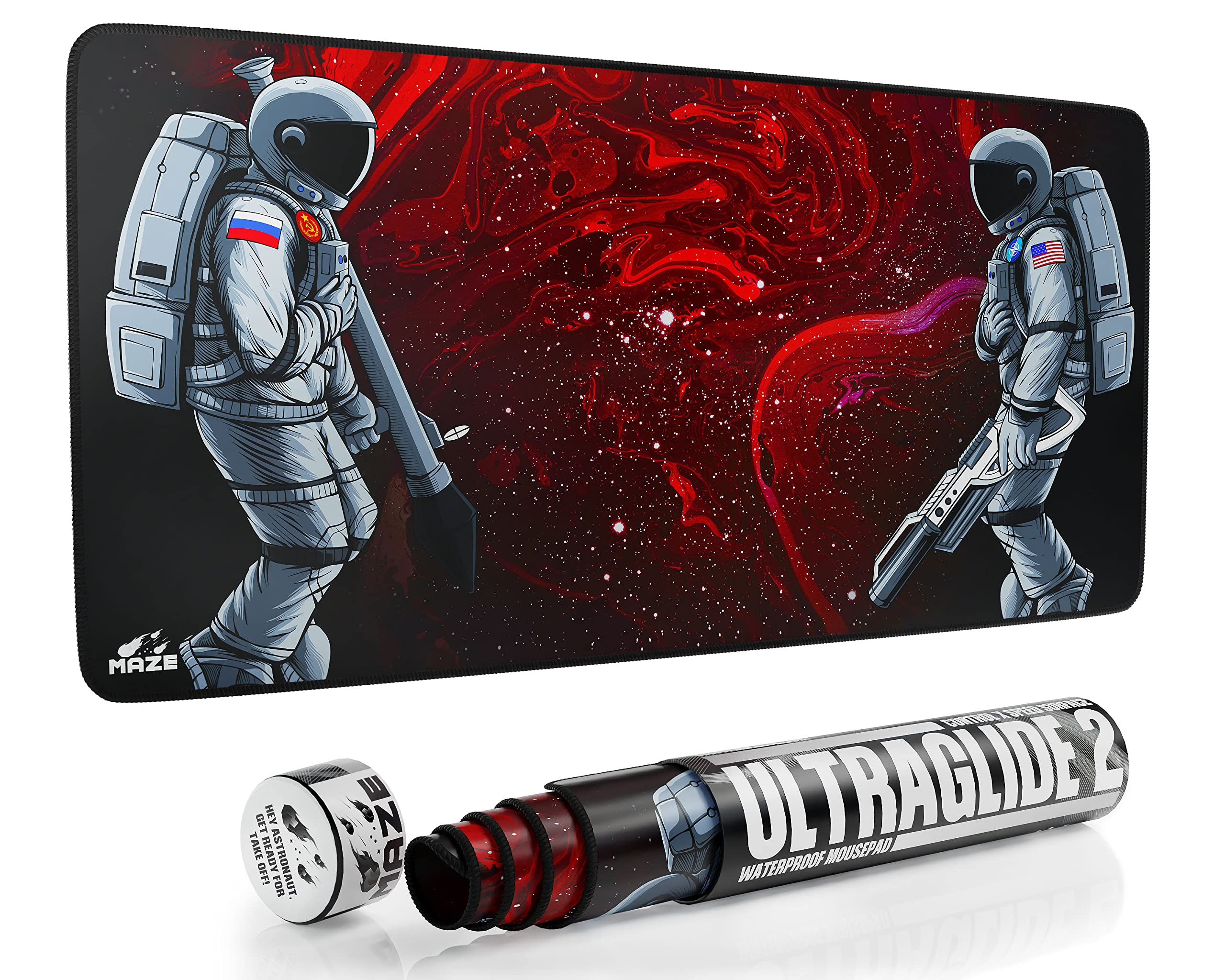 تحتاچه موش Maze Astro WAR 3XL - سطحی بسیار روان برای کنترل و سرعت حداکثر (24 × 48 اینچ) موس پد ضدآب 61 × 121.9 سانتیمترREPLACE
