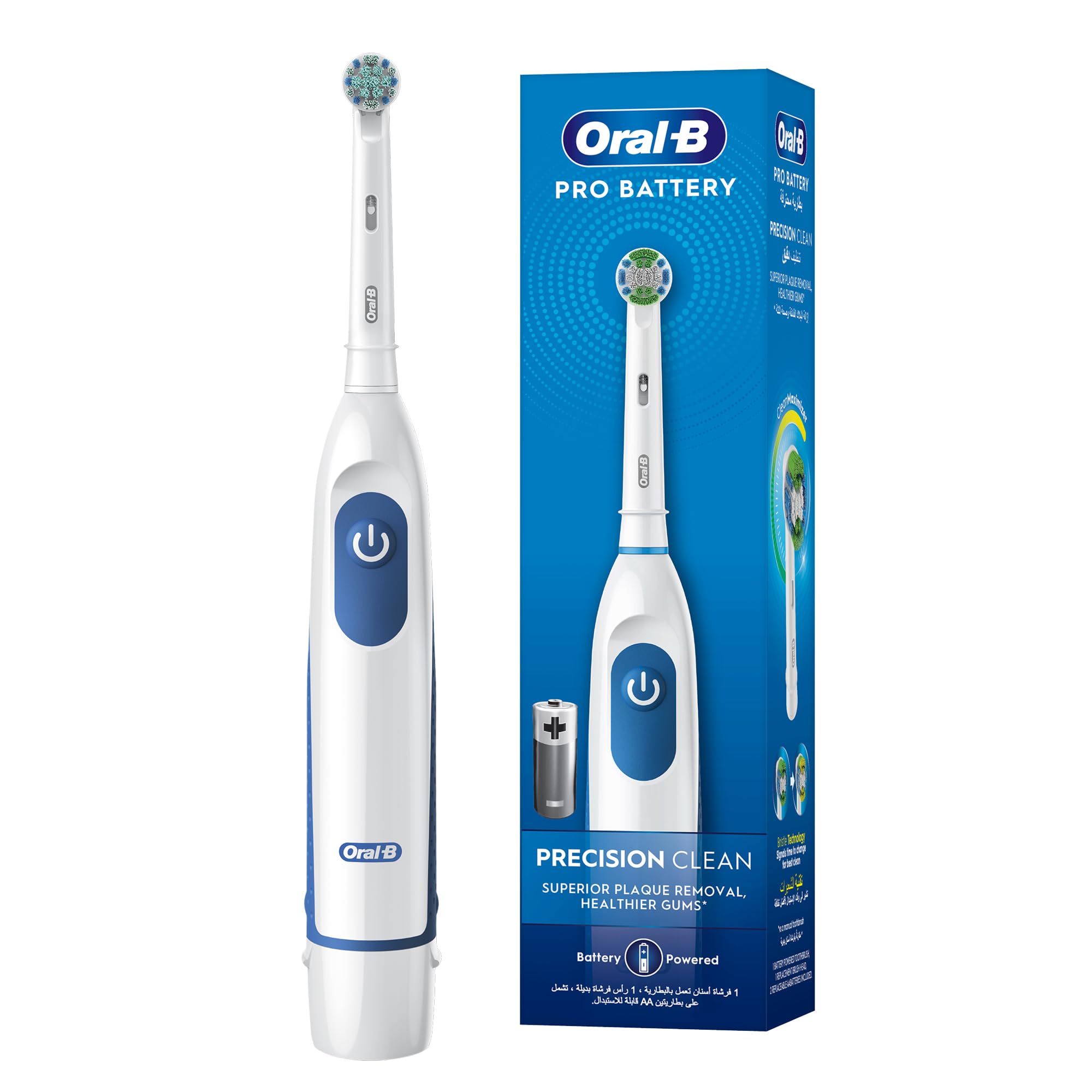 مسواک برقی Oral-B DB 5.010.1 PRO دارای باتری، با تکنولوژی شستشوی دقیق، با 9000 دور در دقیقه برای شستشوی برتر، شستشوی 2D - سفید DB 5010 تک نفره