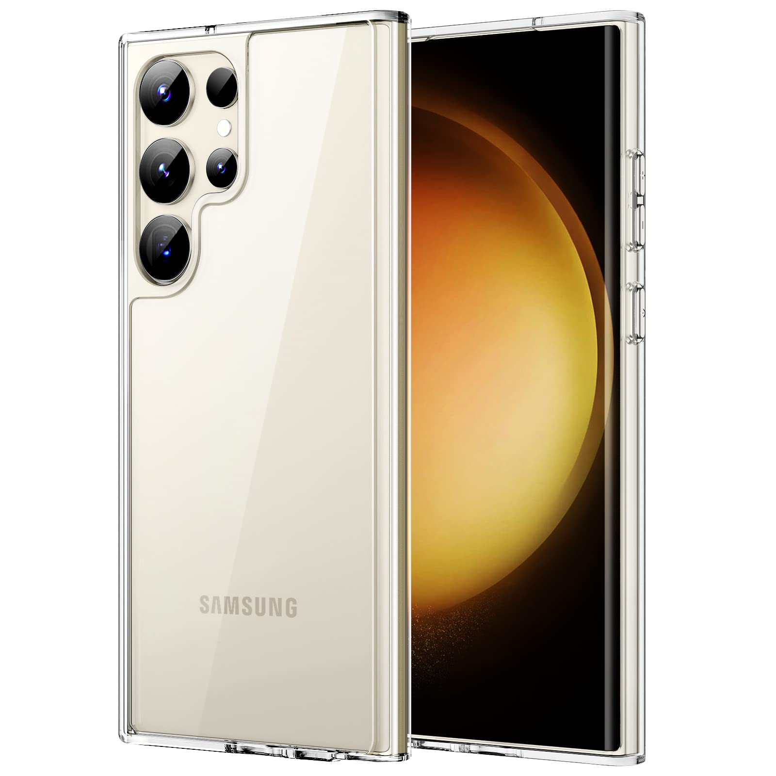 محافظ گوشی JETech برای Samsung Galaxy S23 Ultra 5G 6.8 اینچ، بند لاستیکی ضد زردی باعث عدم زرد شدن، درپوش گوشی محافظ ضد ضربه، پشتی سخت ضد خش PC (شفاف) شفاف S23 Ultra 5G 6.8 اینچ