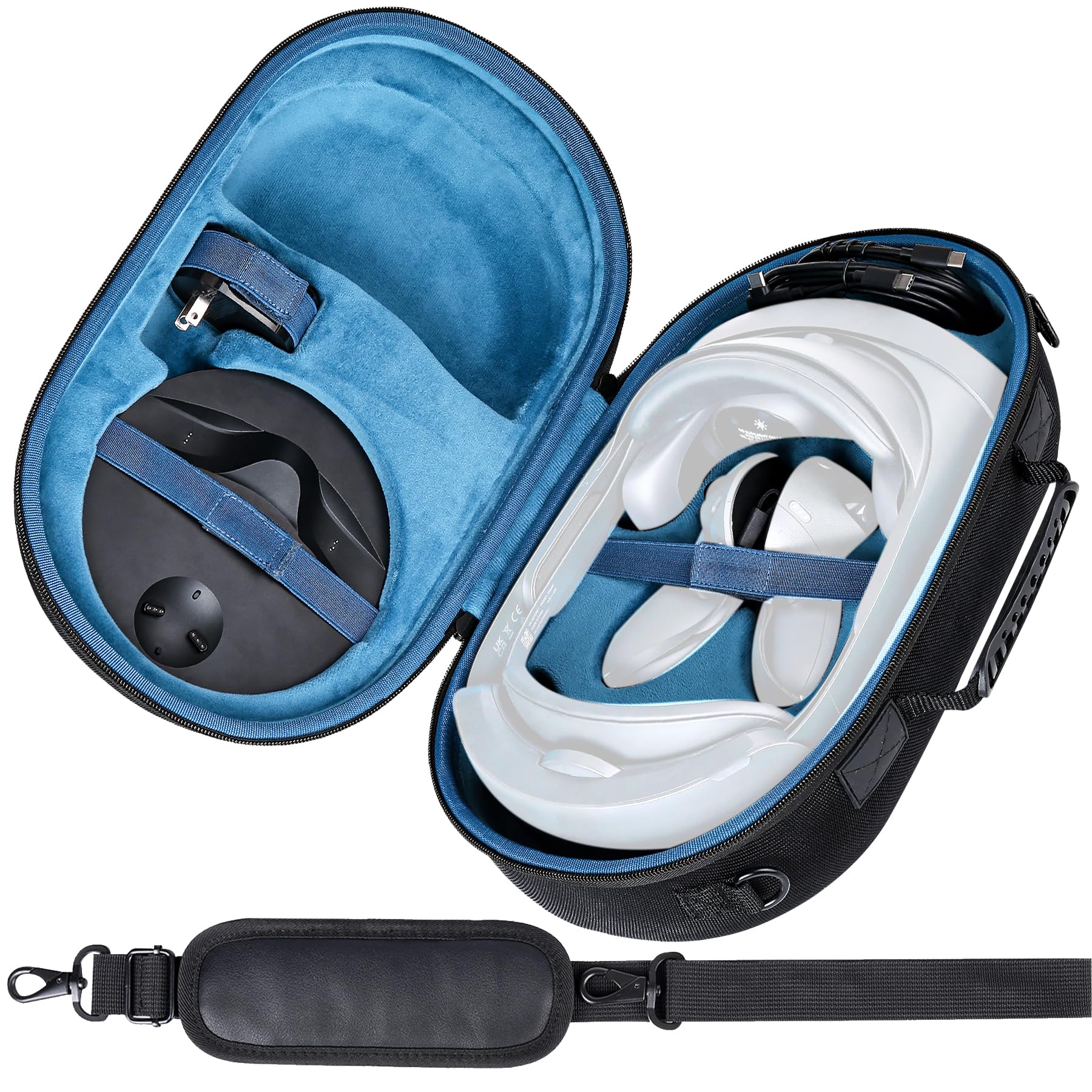 کیس حمل سخت Aenllosi برای هدست واقعیت مجازی Meta Quest Pro/Meta Quest 3 All-in-One، فقط کیس (مشکی + آبی)