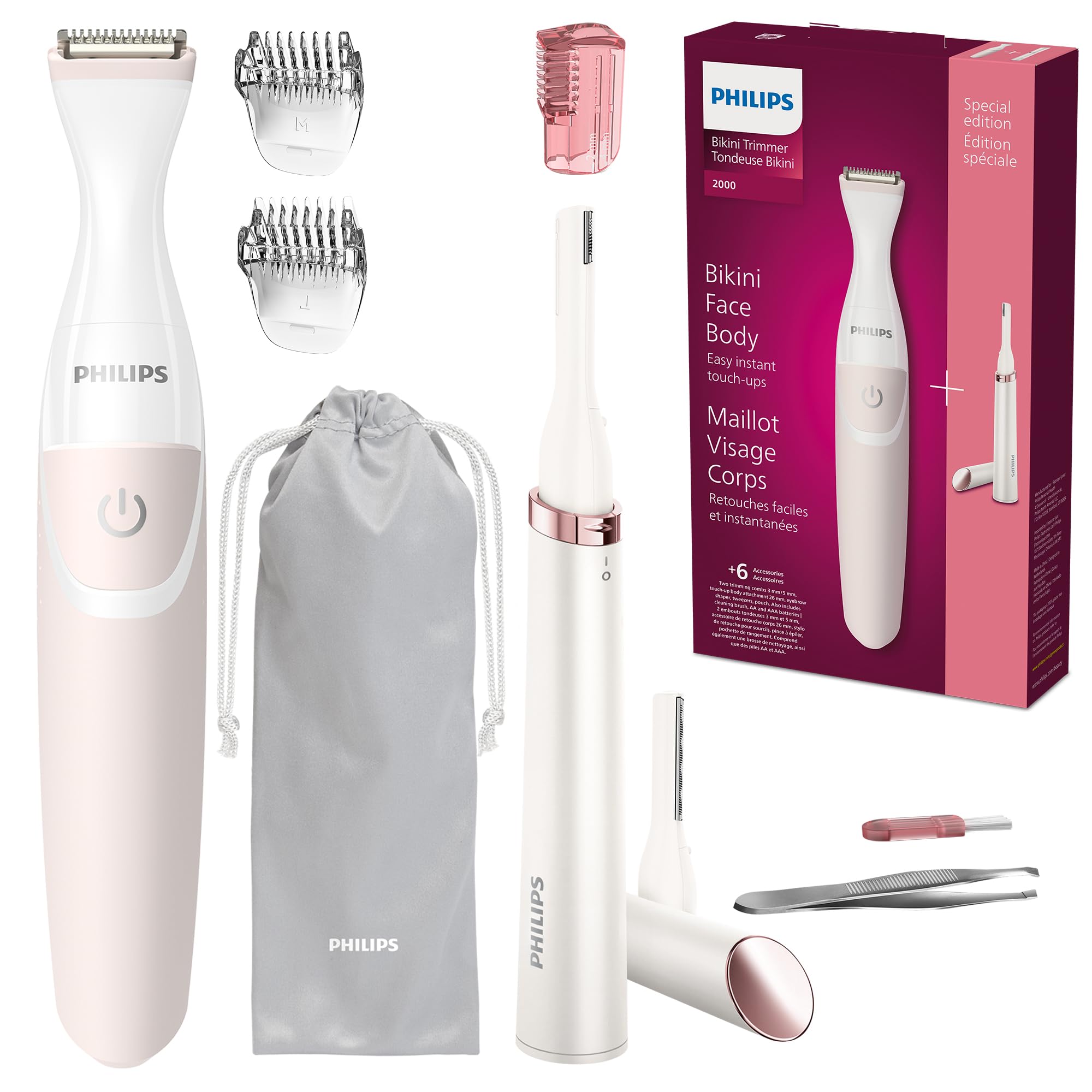 ماشین اصلاح موهای بیکینی و اصلاحگر دقیق زنانه فیلیپس (BRT387/90) باندل ویژه - اصلاح موهای بیکینی + اصلاحگر دقیق