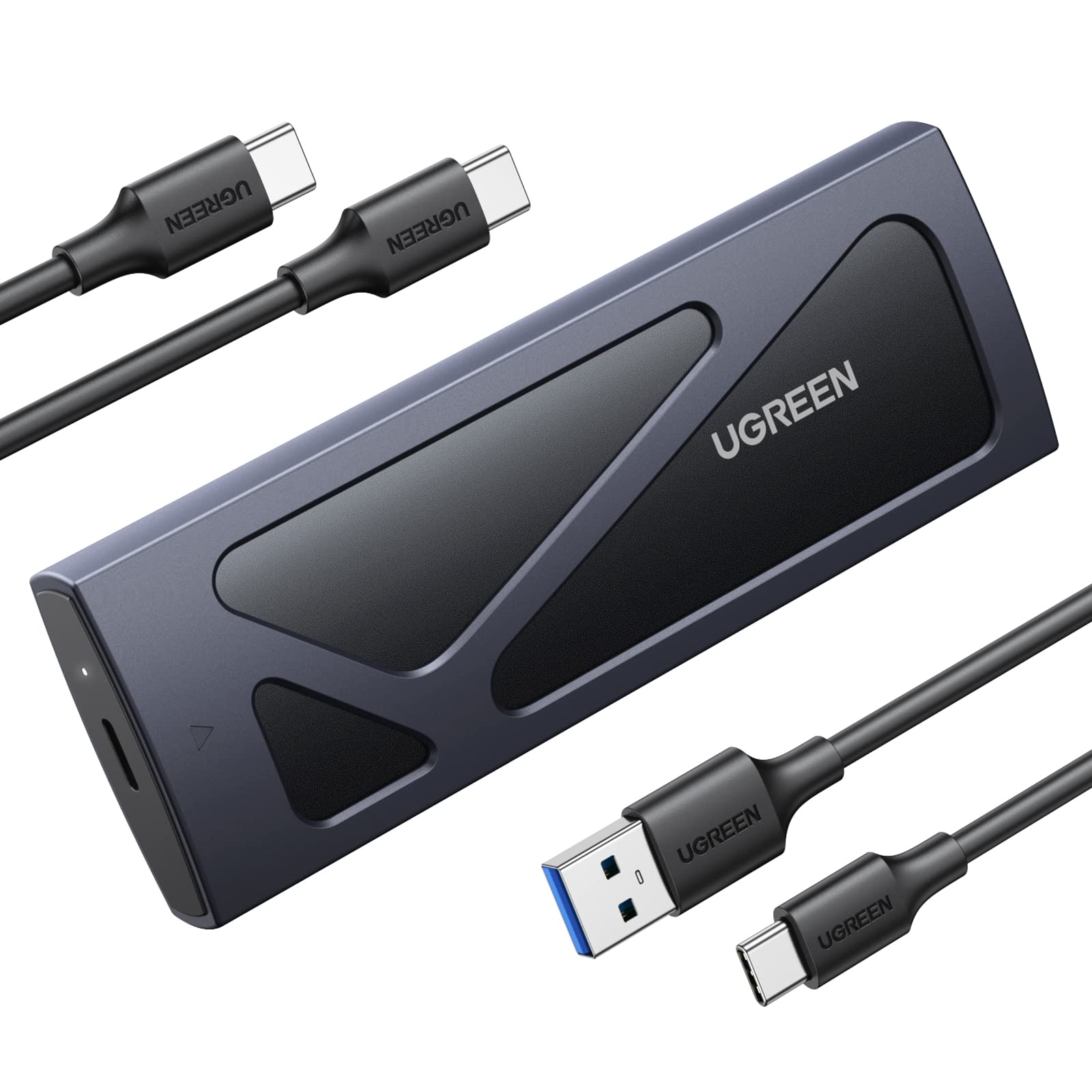 UGREEN M.2 NVMe Enclosure SSD Adapter 10Gbps USB C 3.2 Gen2، ابزار بدون نیاز به ابزار صفحه بیرونی NVMe PCI-E Reader درایو حالت جامد SSD Adapter USB خارجی از نوع M و B&M پشتیبانی می‌کند از ابعاد 2230/2242/2260/2280 SSDهای NVMe-سیاه