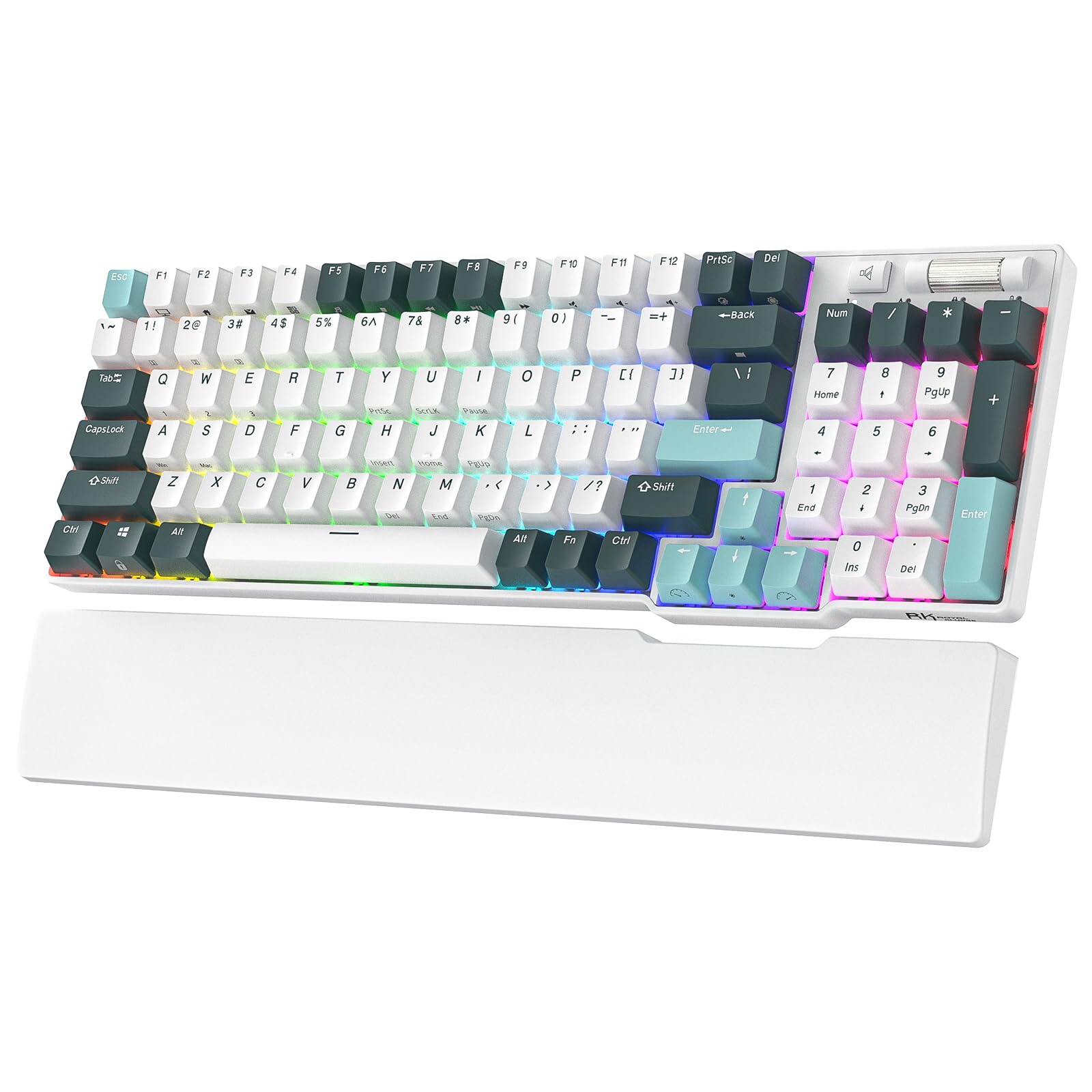 کیبورد مکانیکی بی‌سیم RK ROYAL KLUDGE RK96 RGB نسخه محدود، 90٪ 96 کلیدهای تاچ RGB لمسی با سه حالت اتصال بلوتوث 5.0/2.4G/USB-C هات‌سواپ از نوع مکانیکی با پشتیبانی از نرم‌افزار و باطری قدرتمند، سوئیچ زرد RK سوئیچ زرد RK Camp سبز