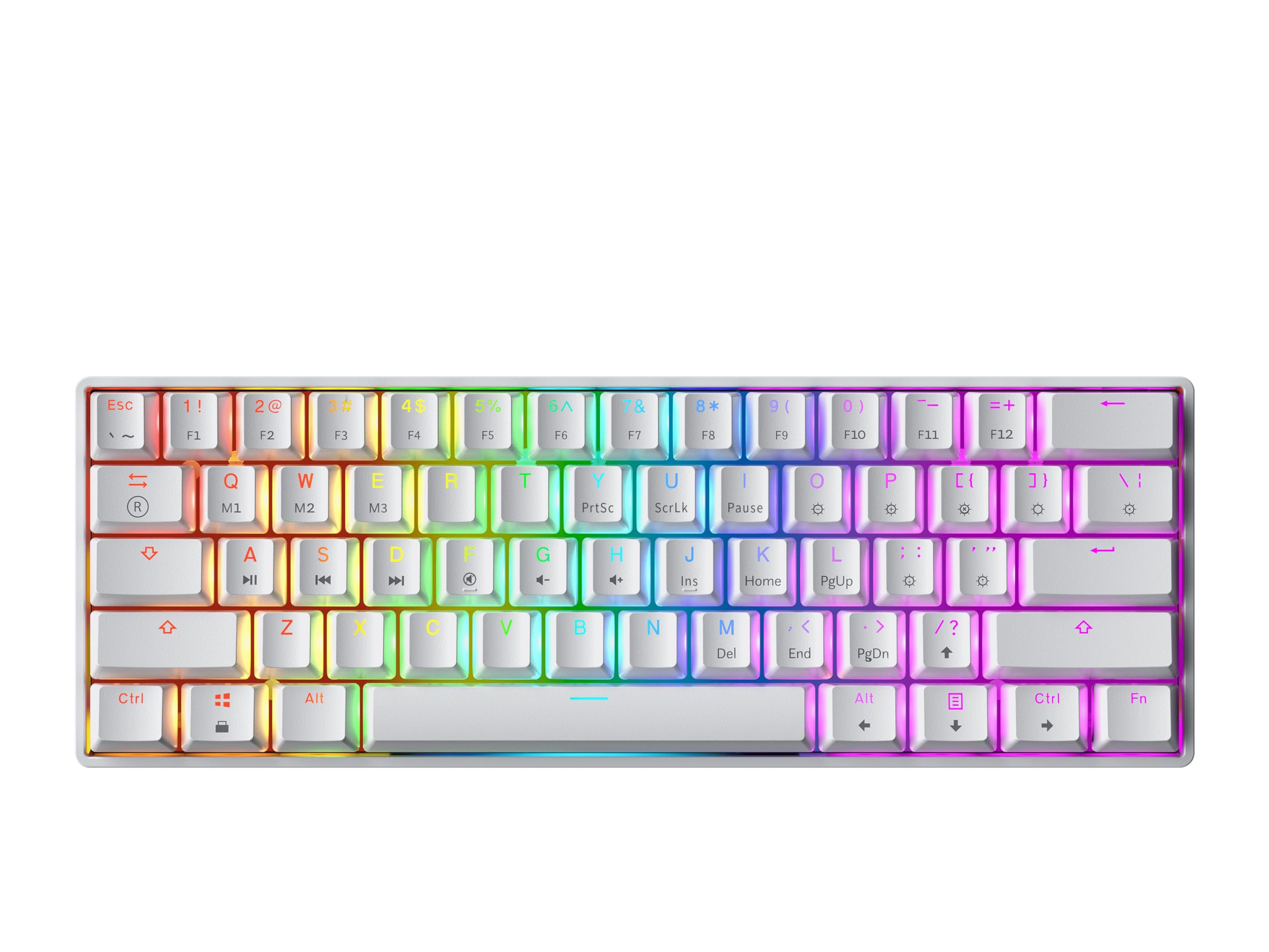 GK61 s Hot-Swap Mechanical Gaming Keyboard - 61 Keys Multicoloured RGB LED Backlight for PC/Mac Players (Gateron Mechanical Black, White) Gateron Mechanical Black White