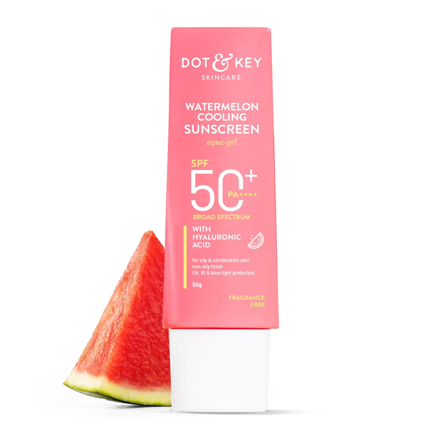 کرم ضد آفتاب خنک‌کننده هیالورونیک سری Dot & Key با SPF 50 PA+++ | برای پوست مرطوب | محافظت در برابر اشعه UV و نور آبی | سبک و بدون لایه سفید | افزایش جذب ویتامین D | جذب سریع | 50 گرم