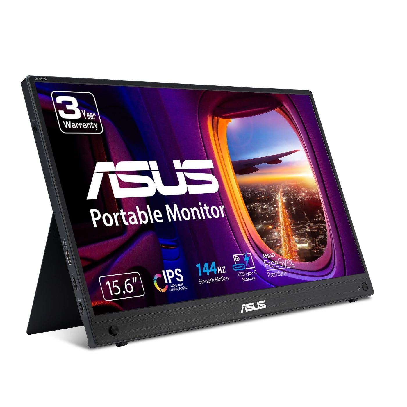 مانیتور قابل حمل ASUS ZenScreen MB16AHG - 15.6 اینچ FHD (1920 x 1080)، IPS، 144Hz، USB-C، Mini-HDMI، Freesync Premium ™، ایستگاه Ergo، سوکت ترایپاد، بدون چشمک زدن، نور آبی کم 15.6 اینچ