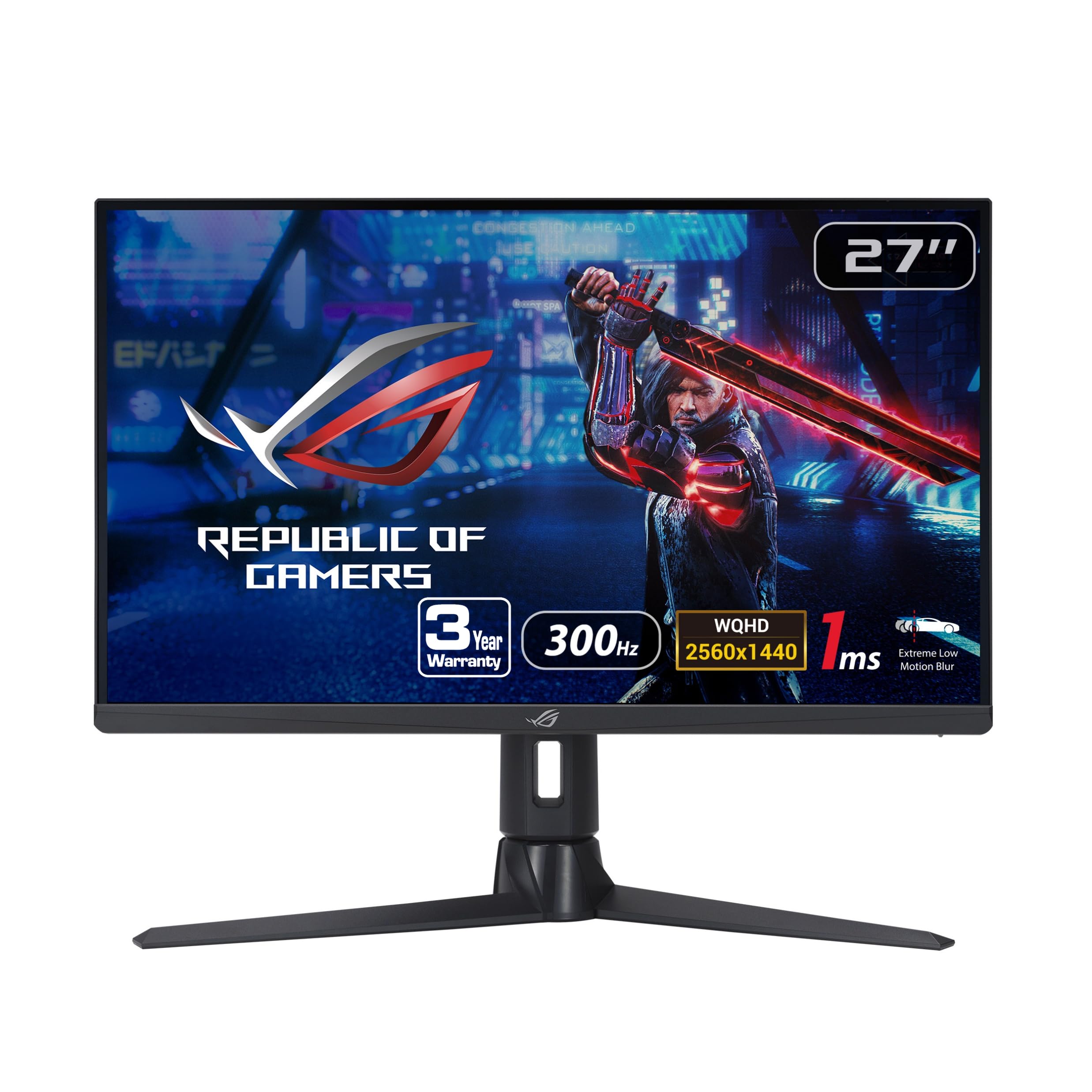 مانیتور بازی ASUS ROG Strix XG27AQMR، 27 اینچ، 1440P، QHD (2560 × 1440)، IPS سریع، 300Hz، 1ms، سازگار با G-SYNC، FreeSync Premium Pro، هماهنگی حرکت پایین بسیار پایین، DisplayPort، DisplayHDR 600، مشکی 27 اینچ سریع IPS 300Hz QHD G-SYNC